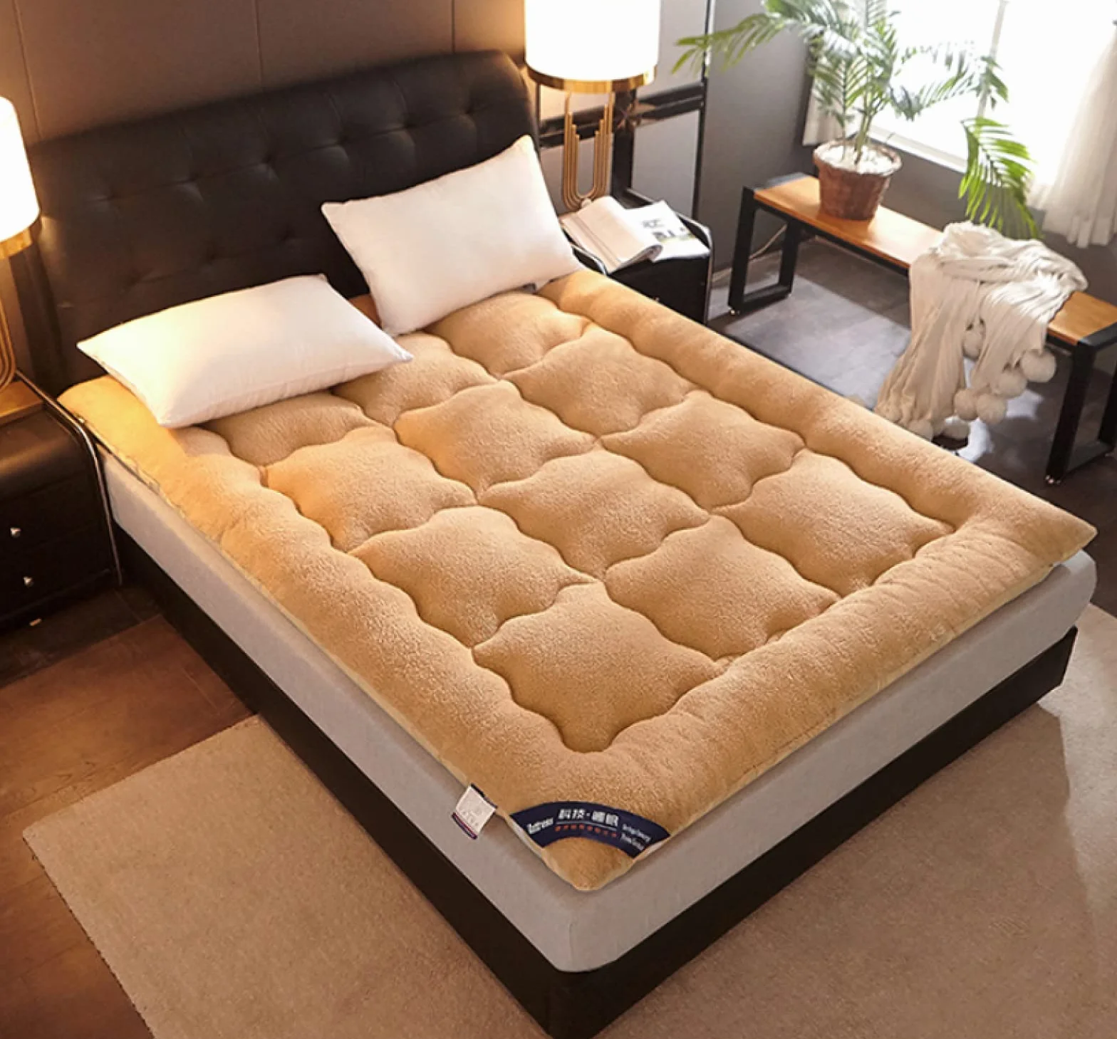 Pogrubiony materac podłogowy futon - miękka składana przenośna japońska mata tatami, podwójny pojedynczy rozmiar Queen, jasny kolor kawy - 60 * 120 cm