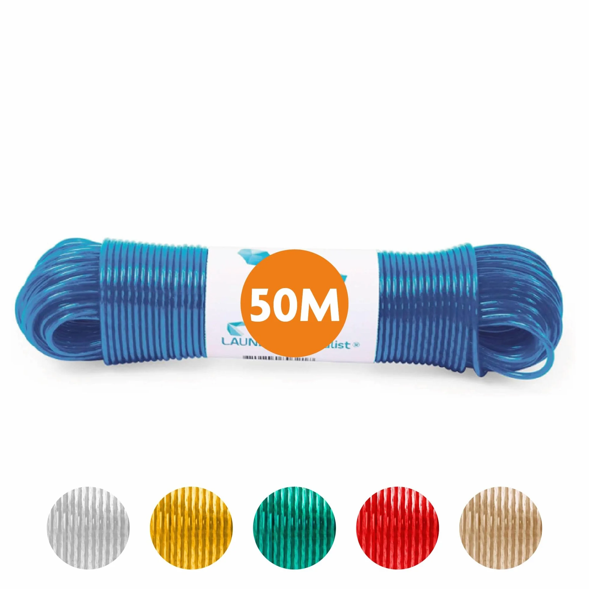 Linka do prania 50 metrów ze stalowym rdzeniem - Made in Holandia - odporna na warunki atmosferyczne i bardzo długa - antypoślizgowa linka do bielizny do domu i na kemping - bardzo mocna