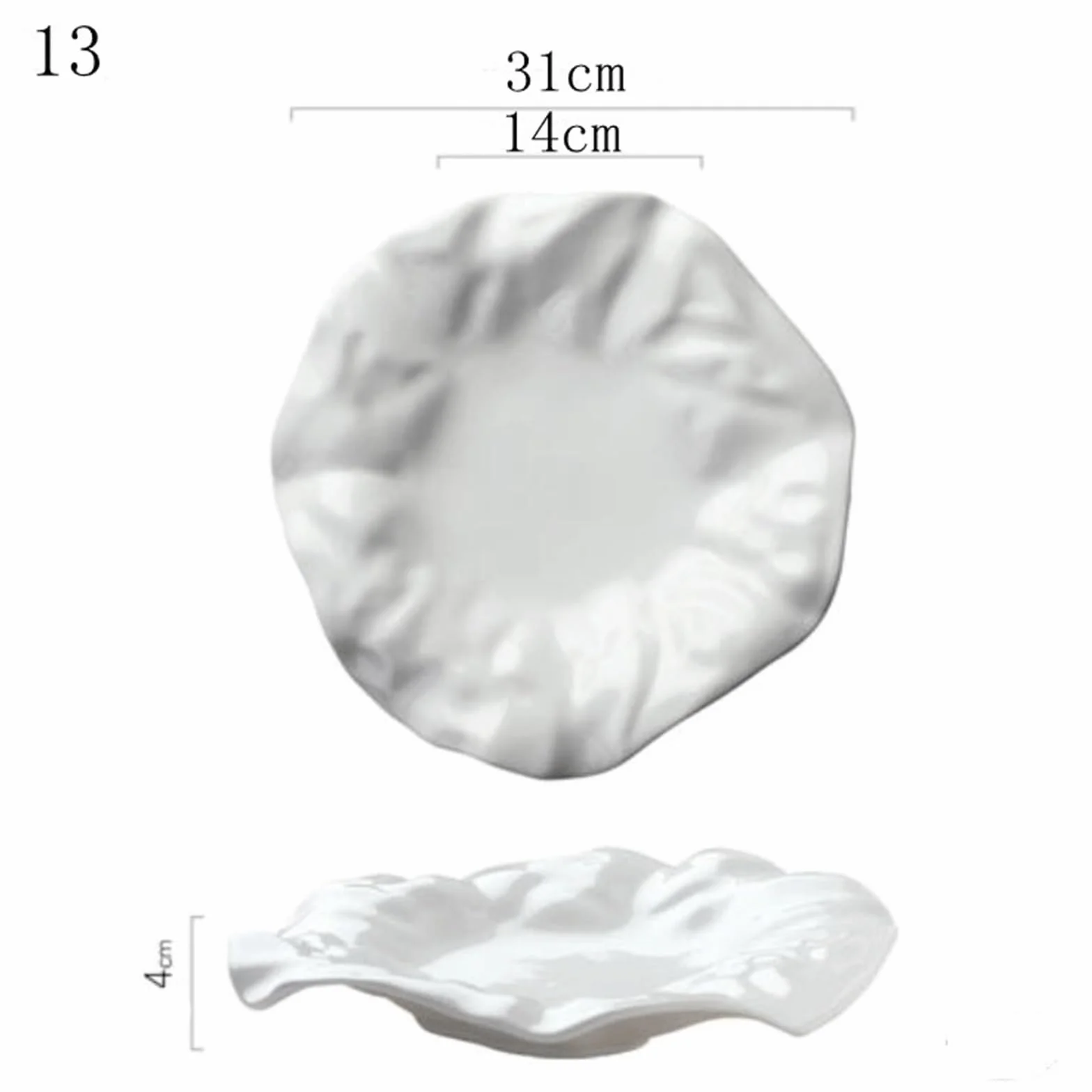 Talerze obiadowe Płyta ceramiczna nieregularna biała porcelana zachodnia płyta z liści lotosu restauracja kuchnia talerz deserowy talerz obiadowy (31 cm)