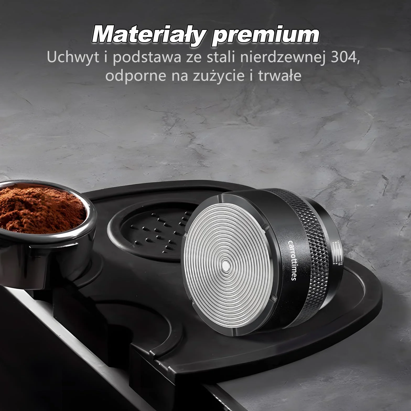 Tamper do espresso 51mm, regulowany tamper do kawy z kalibrowaną sprężyną, narzędzie tamper z 304 stali nierdzewnej, pasujące do koszyków portafiltrów 51mm (Czarny)