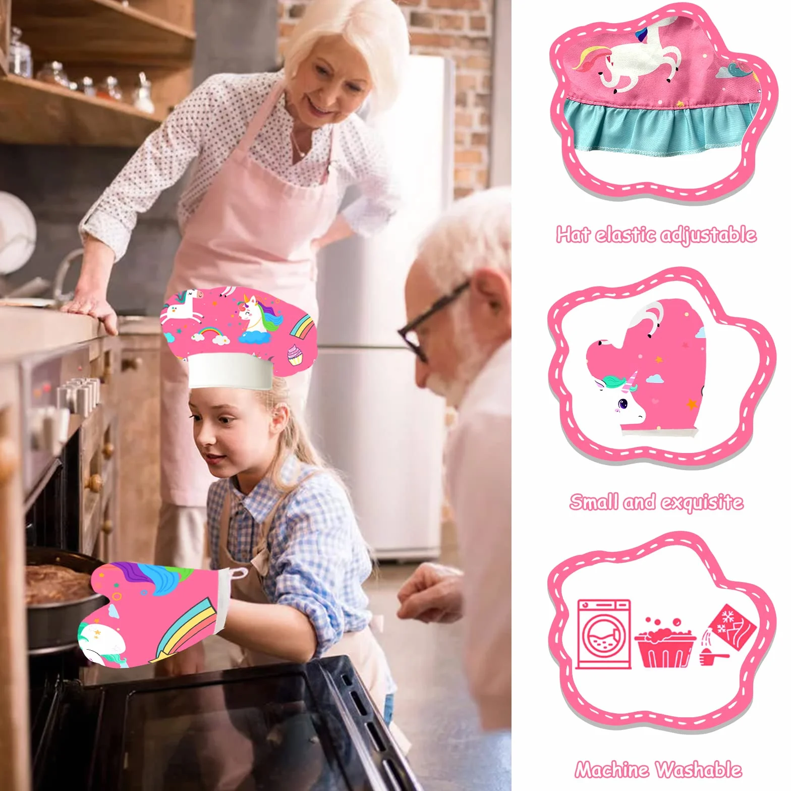 Zestaw szefa kuchni MUOIVG Zestaw do gotowania i pieczenia dla dzieci, zestaw do pieczenia Zestaw zabawek kuchennych Odgrywanie ról z fartuchami, czapkami szefa kuchni, rękawicami kuchennymi