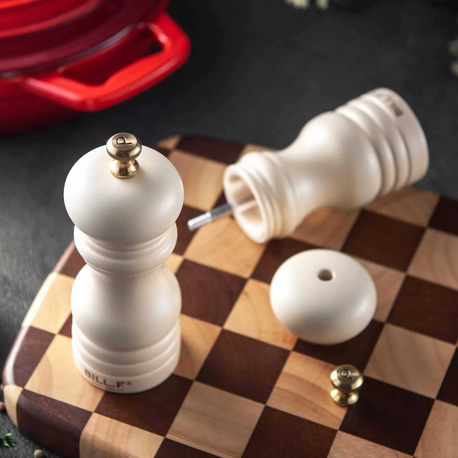 Bill.F Zestaw 2 ręcznych młynków do soli i pieprzu 15 cm ceramiczny regulowany