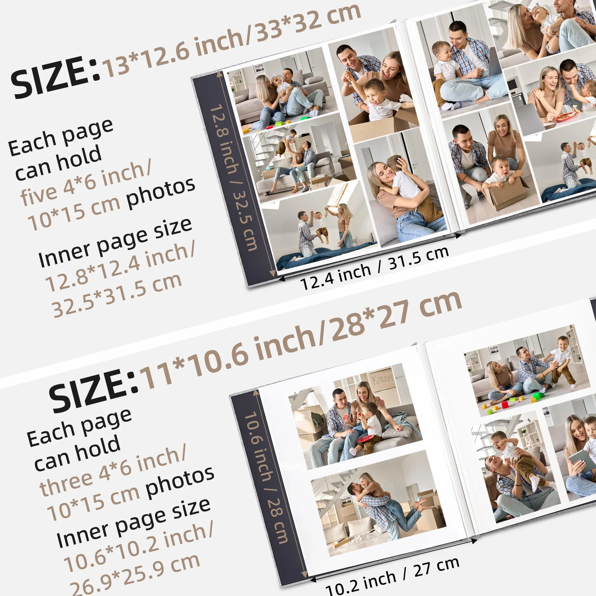 Vienrose Album fotograficzny Magnetyczny Scrapbooking 60 stron lniany w twardej oprawie 35,5 x 33,5 cm z metalowym piórem na ślub dla, rodzinny, podróżny