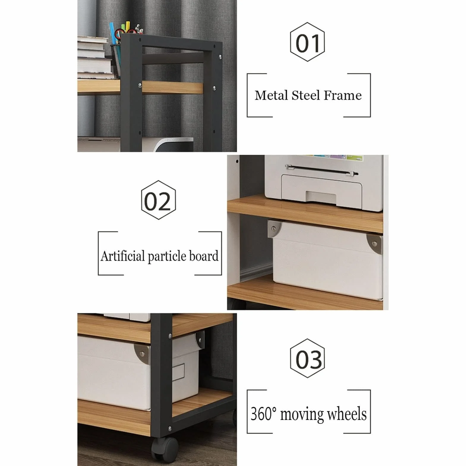 Narożna Drewniana Szafka Na Komponenty Audio-AV 4-poziomowy Stojak Stereo 55x50x100cm Czarny