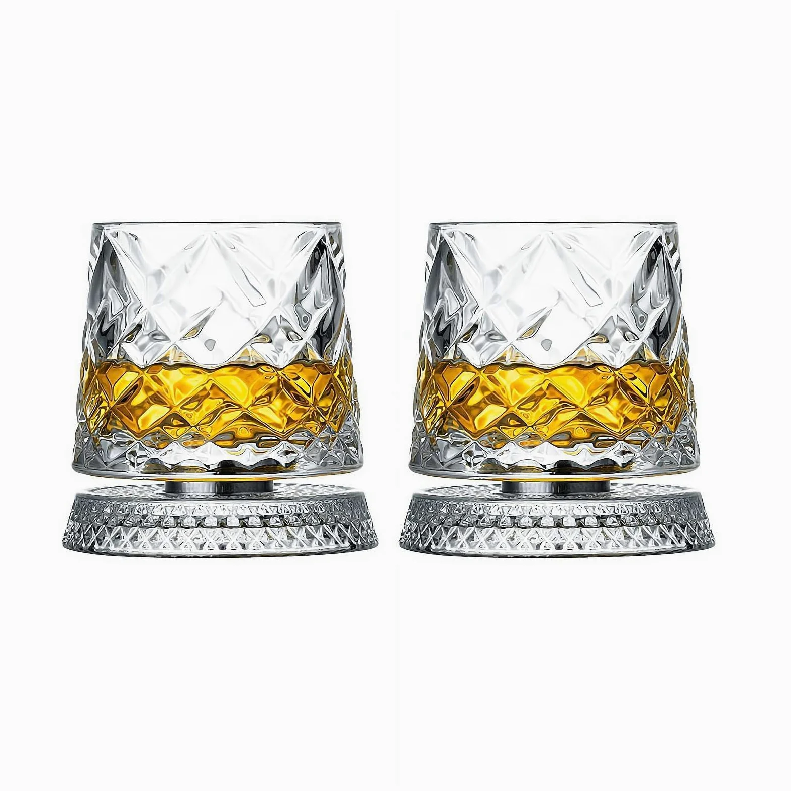 360-stopniowy obrotowy kieliszek do whisky, 2 sztuki obrotowego kryształowego kieliszka do wina z funkcją redukcji stresu, na urodziny, święta, Dzień Ojca, specjalne wydarzenia degustacyjne