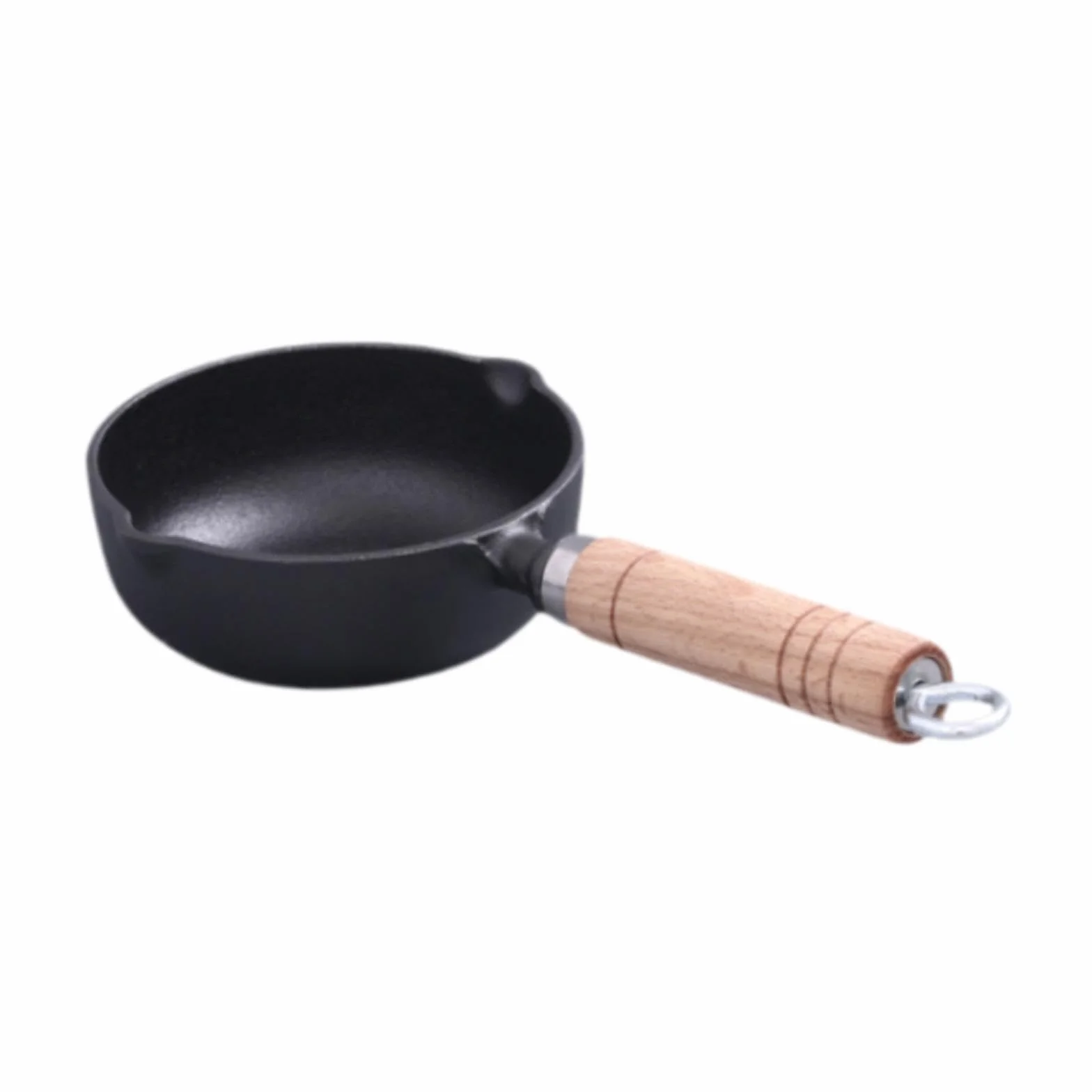 Żeliwna patelnia do omletów - mała patelnia do gotowania z drewnianym uchwytem, idealna do kuchni wewnętrznej, 13 x 5 cm - niezbędne naczynia kuchenne do idealnych omletów