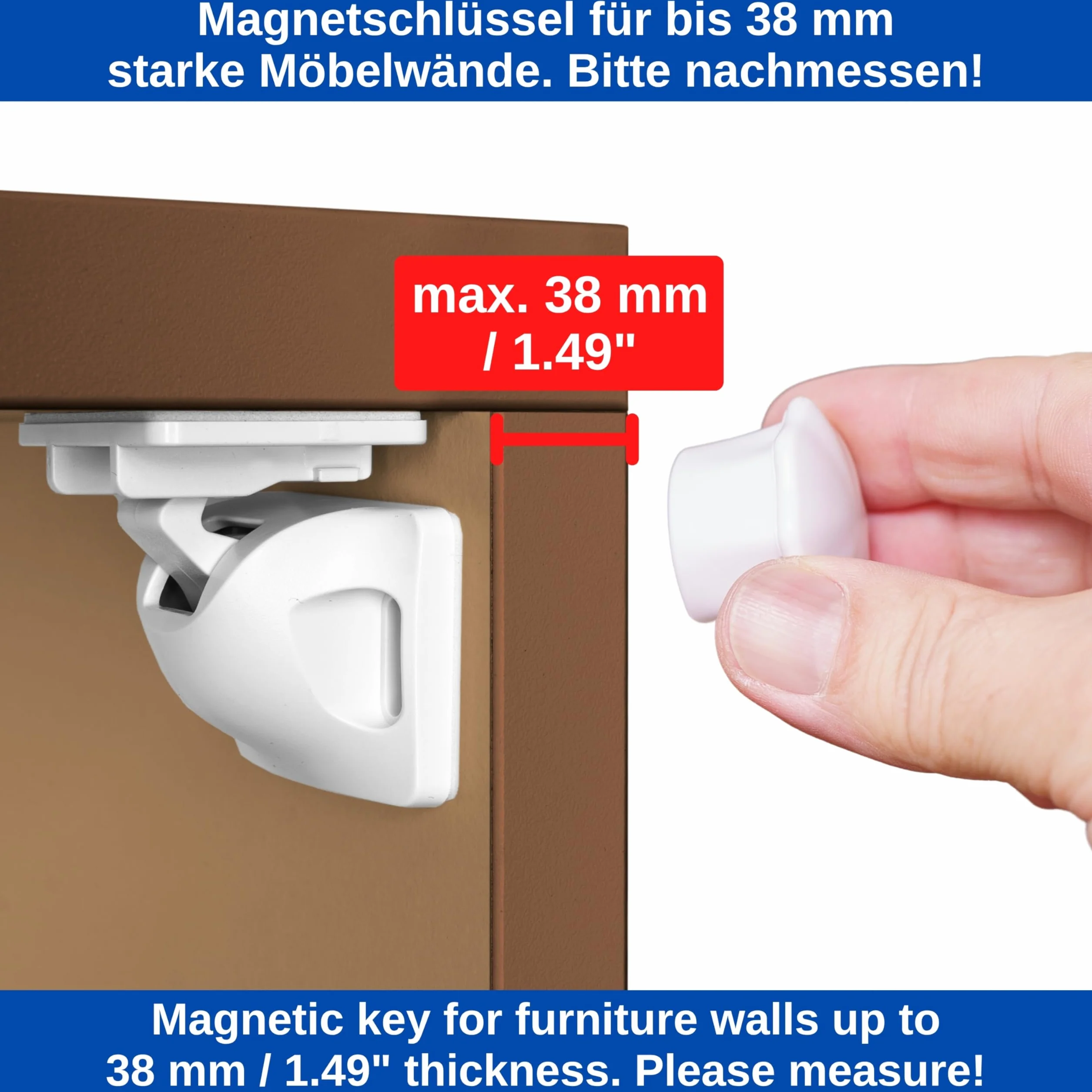 Zapasowy klucz magnetyczny do zabezpieczenia przed dziećmi, 2 sztuki, w kolorze białym, do zabezpieczenia szafki i szuflady, zamek magnetyczny dla dzieci, do drzwi szafy, zabezpieczenie przed dziećmi,