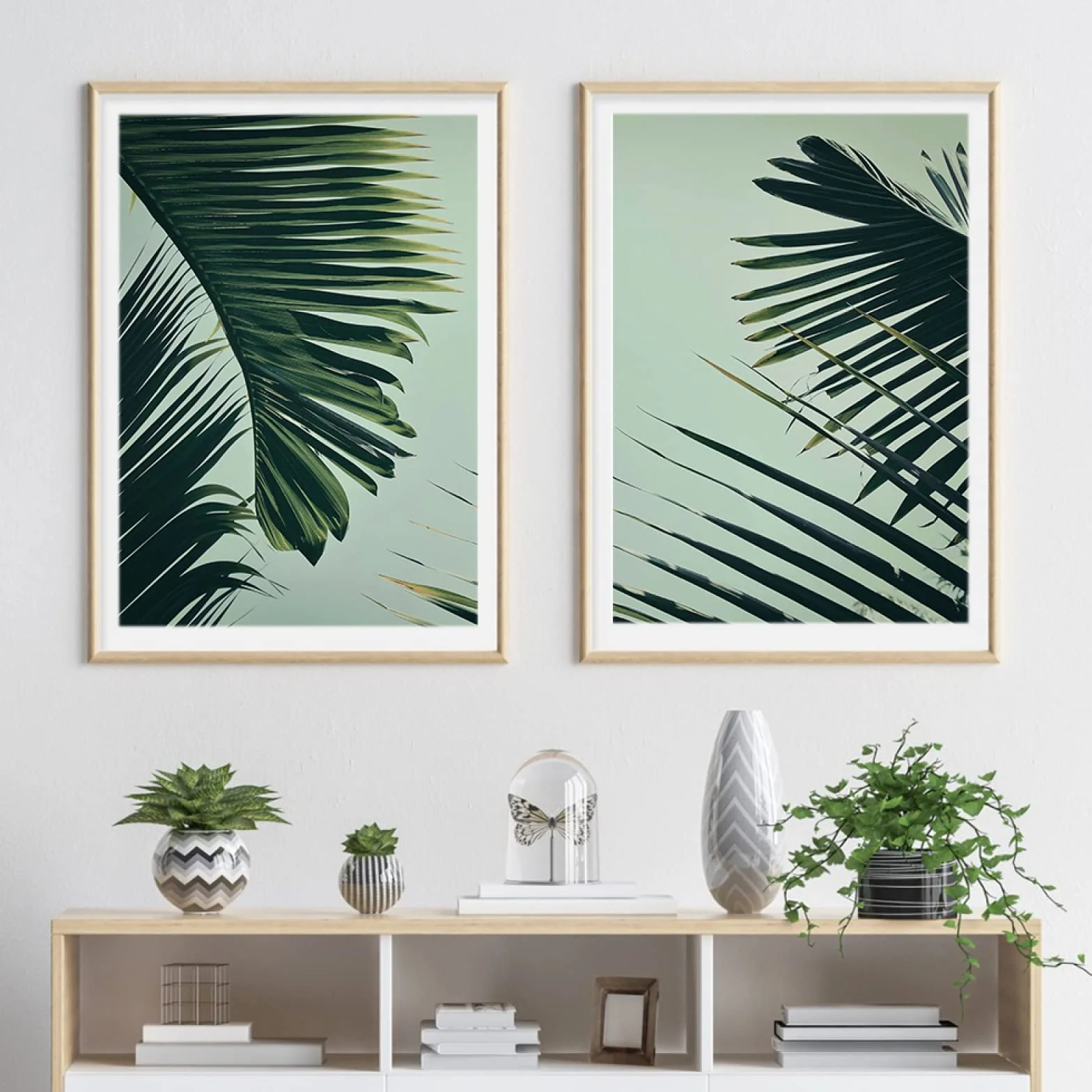 iYoucase Zielony liść palmowy plakaty i wydruki zielone liście sztuka ścienna obraz na płótnie natura obrazy ścienne do salonu sypialni wystrój domu 50 x 70 cm x 2 nieoprawione