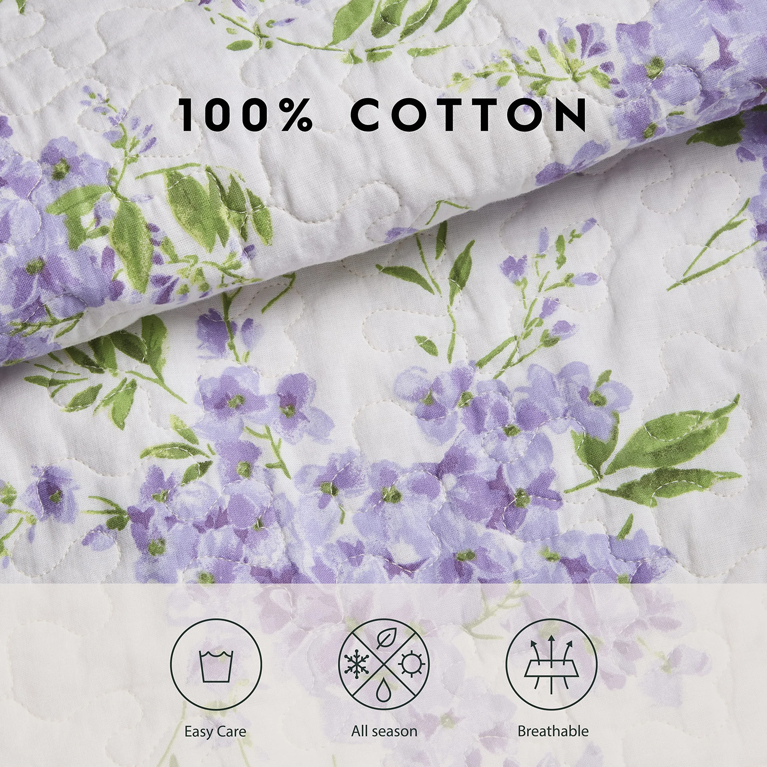 Laura Ashley Home Keighley Collection Zestaw kołder 100% bawełna dwustronna pościel podwójna liliowa