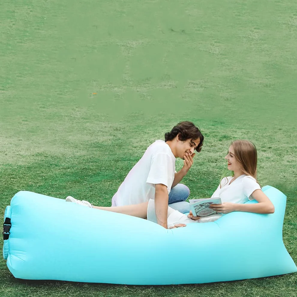 TURIM Nadmuchiwana sofa z przenośnym pakietem, na kemping, plażę, do parku, na plażę, kolor szary
