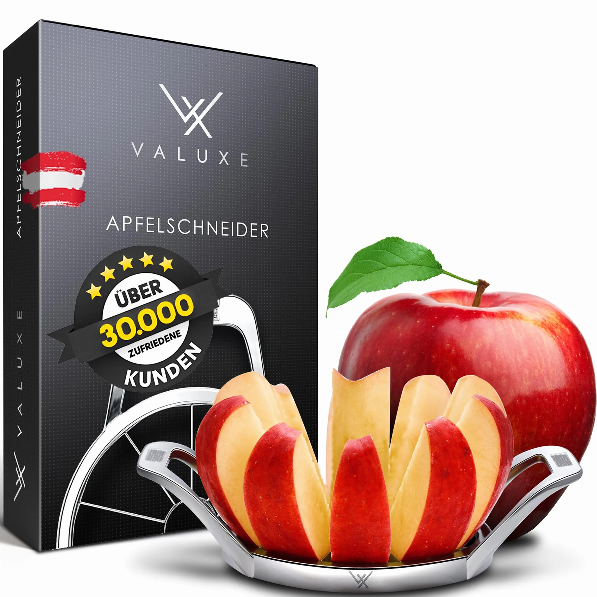 VALUXE® krojacy do jabłek - Premium krojacy do jabłek z ostrym ostrzem z nerwatury - Poręczny krojacy do jabłek na 10 równych kawałków - krojacy do jabłek, krojacy do jabłek