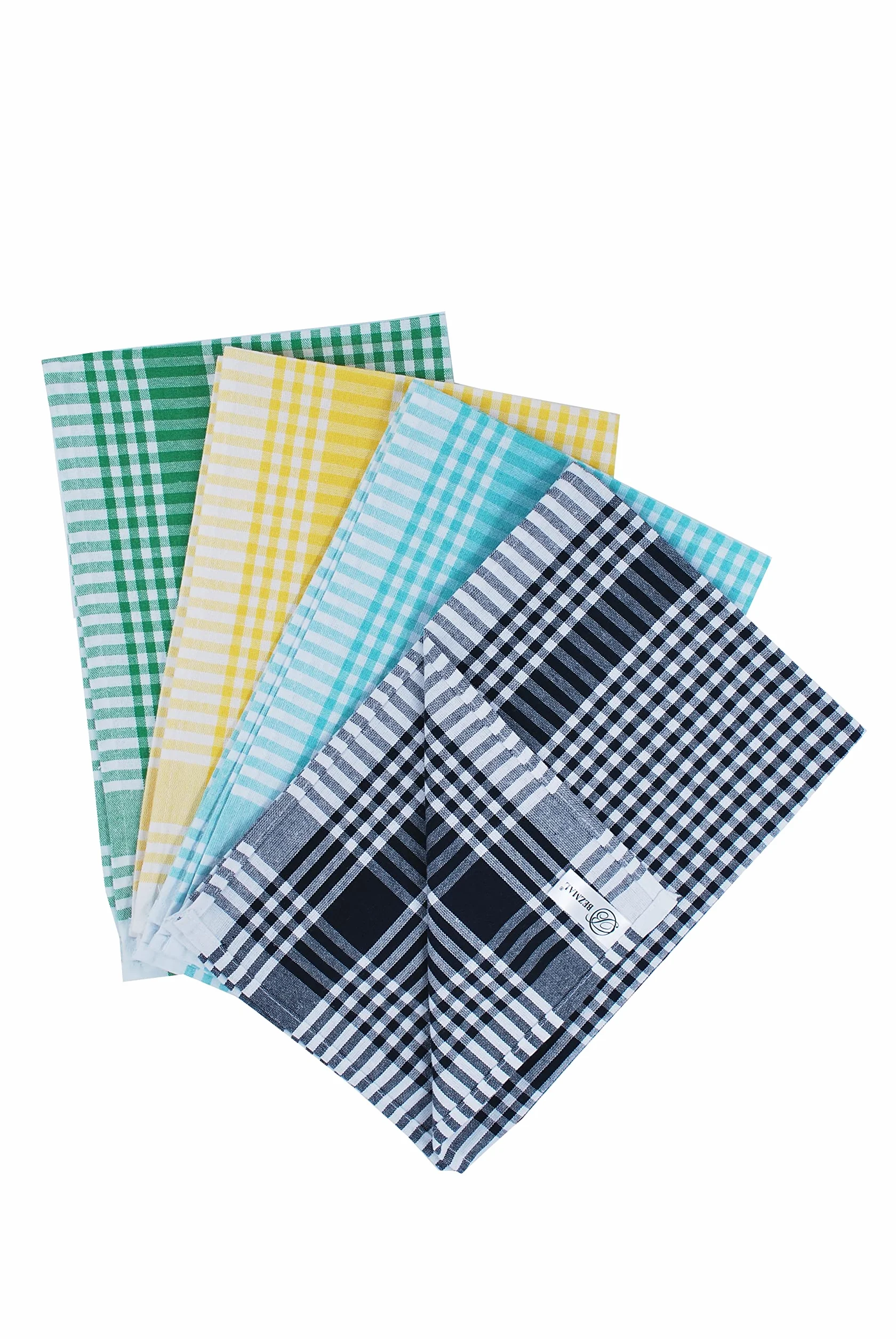 Zestaw 10 szt. i 5 szt. premium ścierki do naczyń 100% bawełna klasyczny i retro wygląd 45 x 70 cm (5, żółto-białe)