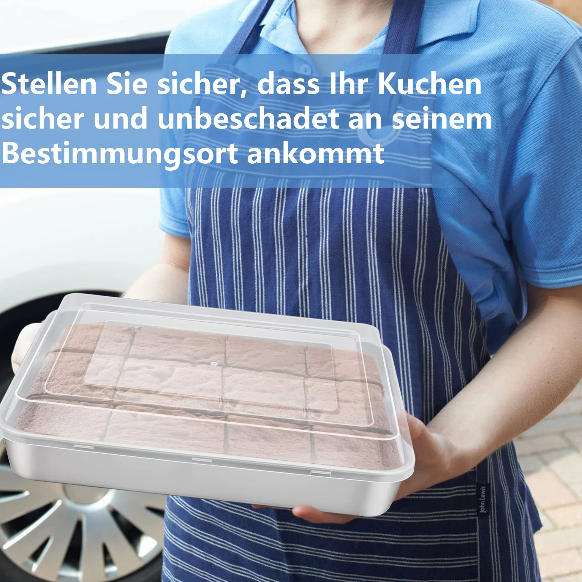 Baking Pan z pokrywą, Joyfair Stal nierdzewna Cake Pan Baking Set, 23.8x17.8x5cm, prostokątny Baking Pan dla Baking Roasting Storing, Perfect for Cake/Brownie/Lasagne