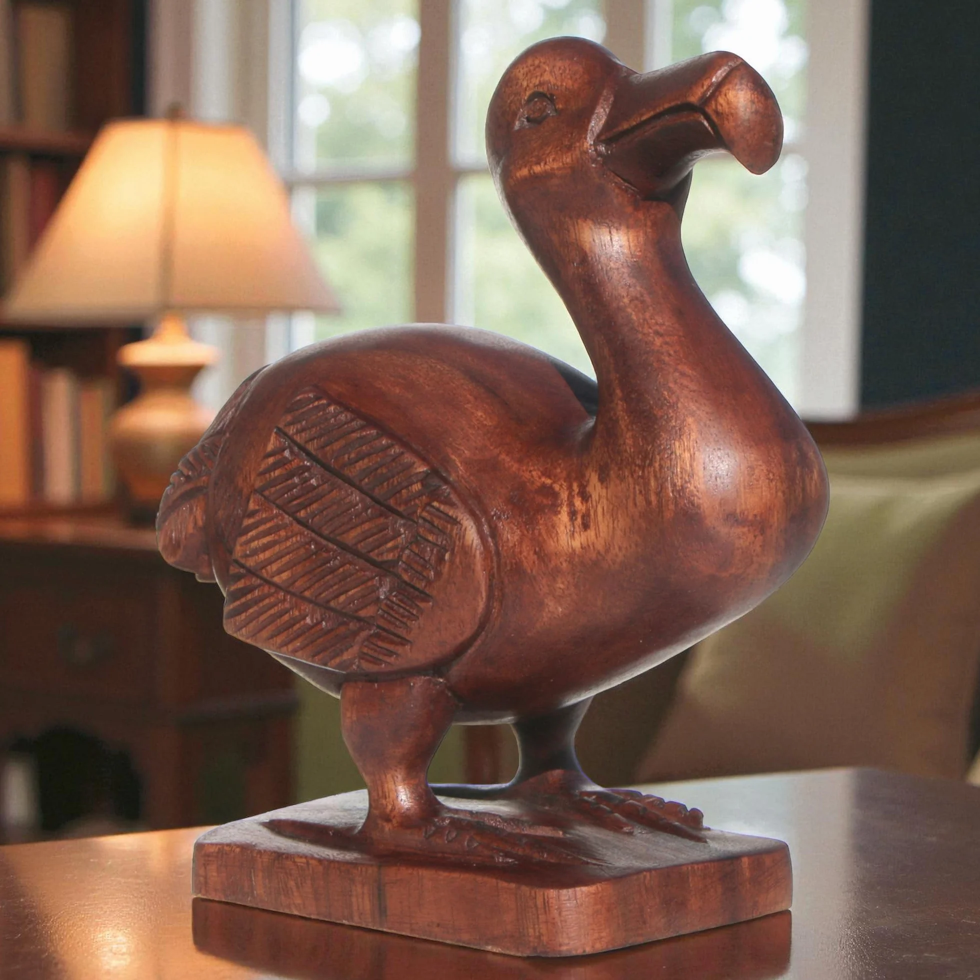 Piękna statuetka DODO – rzeźbienie z drewna jako pomysł na prezent na urodziny, Boże Narodzenie, do dekoracji, rękodzieło Mauritiusa (20 cm wysokości)