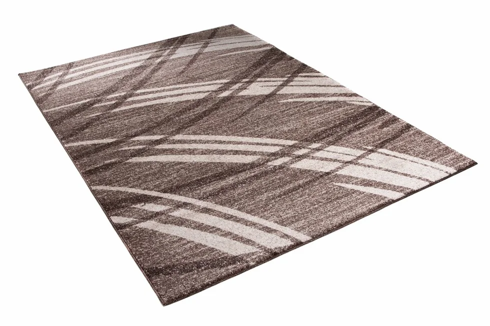 Tapiso Sari dywan z krótkim włosiem, nowoczesny, melanż, brązowy, beżowy, paski, fale, do salonu, sypialni, Ökotex 180 x 260 cm