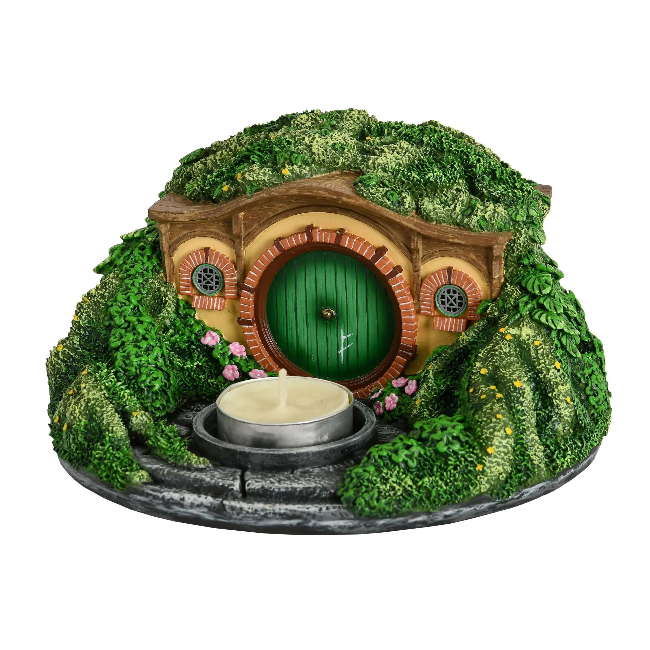 Elbenwald Władca pierścieni - świecznik na podgrzewacze Hobbit Cave Auenland Diorama 15,5 x 8,8 x 15,5 cm świece z żywicy średnica 4,5 cm