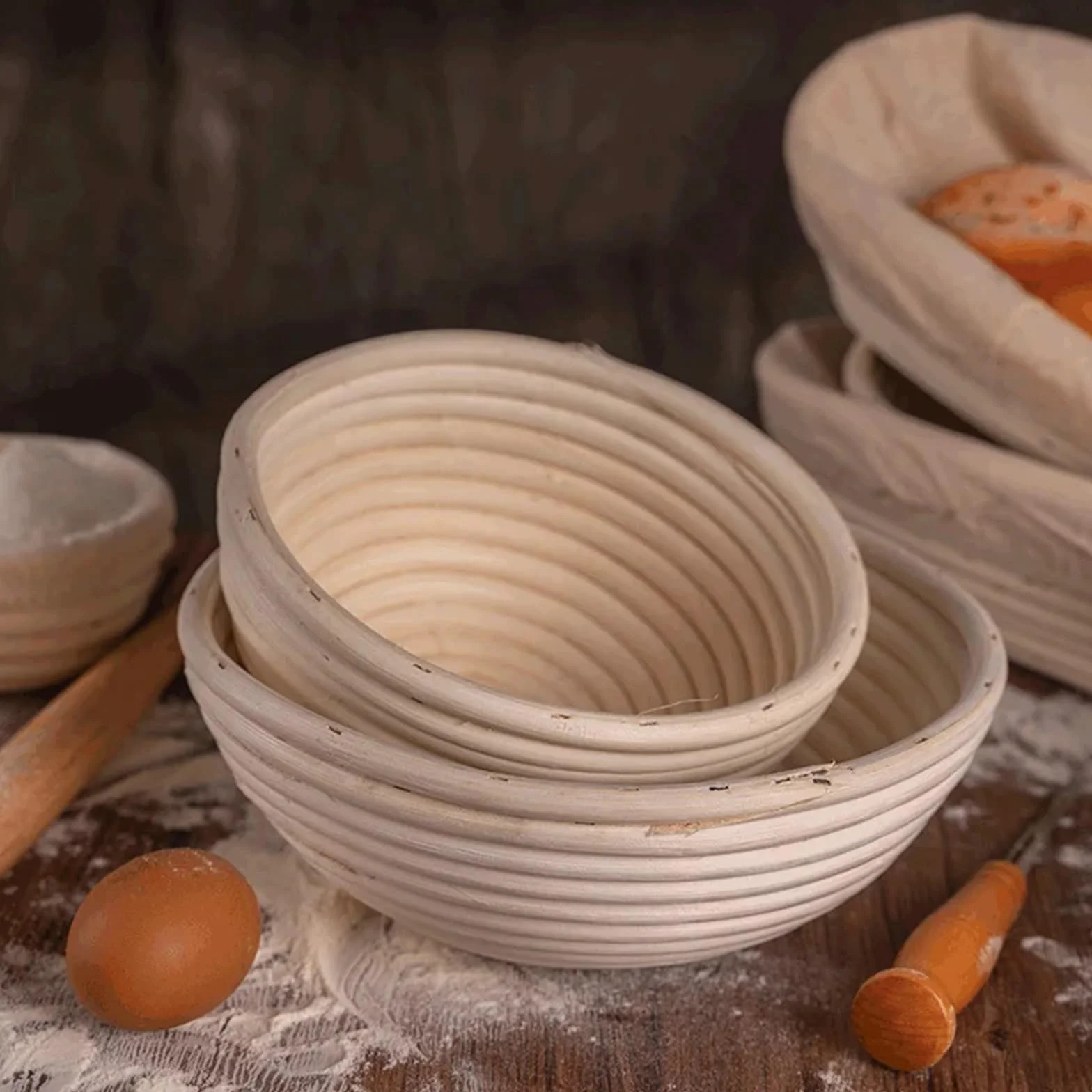 Kosz do proofingu chleba, Kosze do wyrastania chleba Owalne, okrągłe, rattanowe, wiele rozmiarów(Round20x8cm)