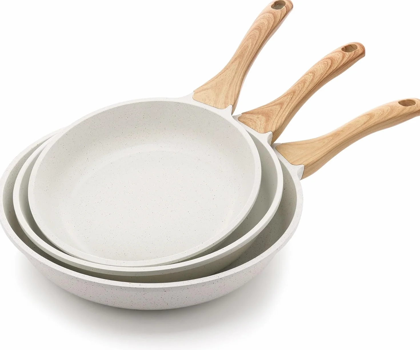 SENSARTE Skillet 3-częściowa nieprzywierająca patelnia do omletów, z powłoką ceramiczną, 20 cm + 24 cm + 28 cm, kompatybilna z kuchenkami gazowymi i indukcyjnymi