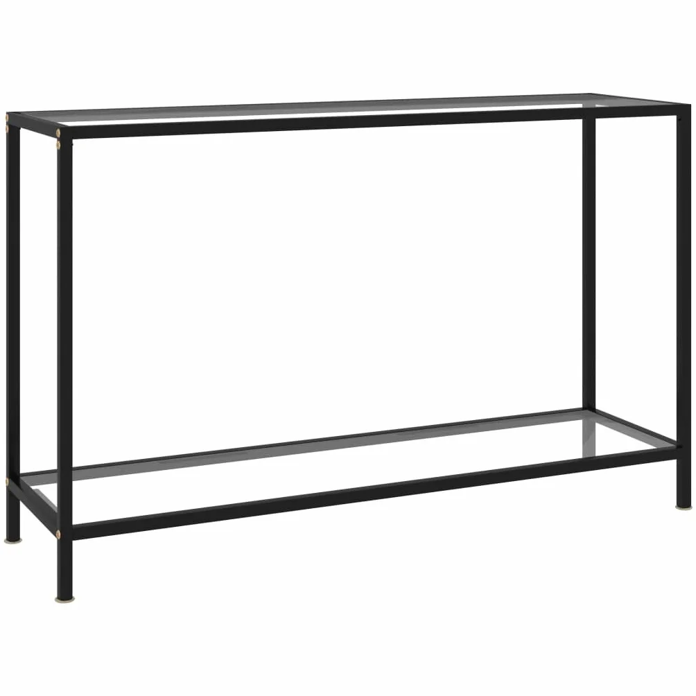 Stół Konsola ze szkła hartowanego 120 x 35 x 75 cm | Stal malowana proszkowo, półka do przechowywania, łatwa do czyszczenia, stabilna konstrukcja