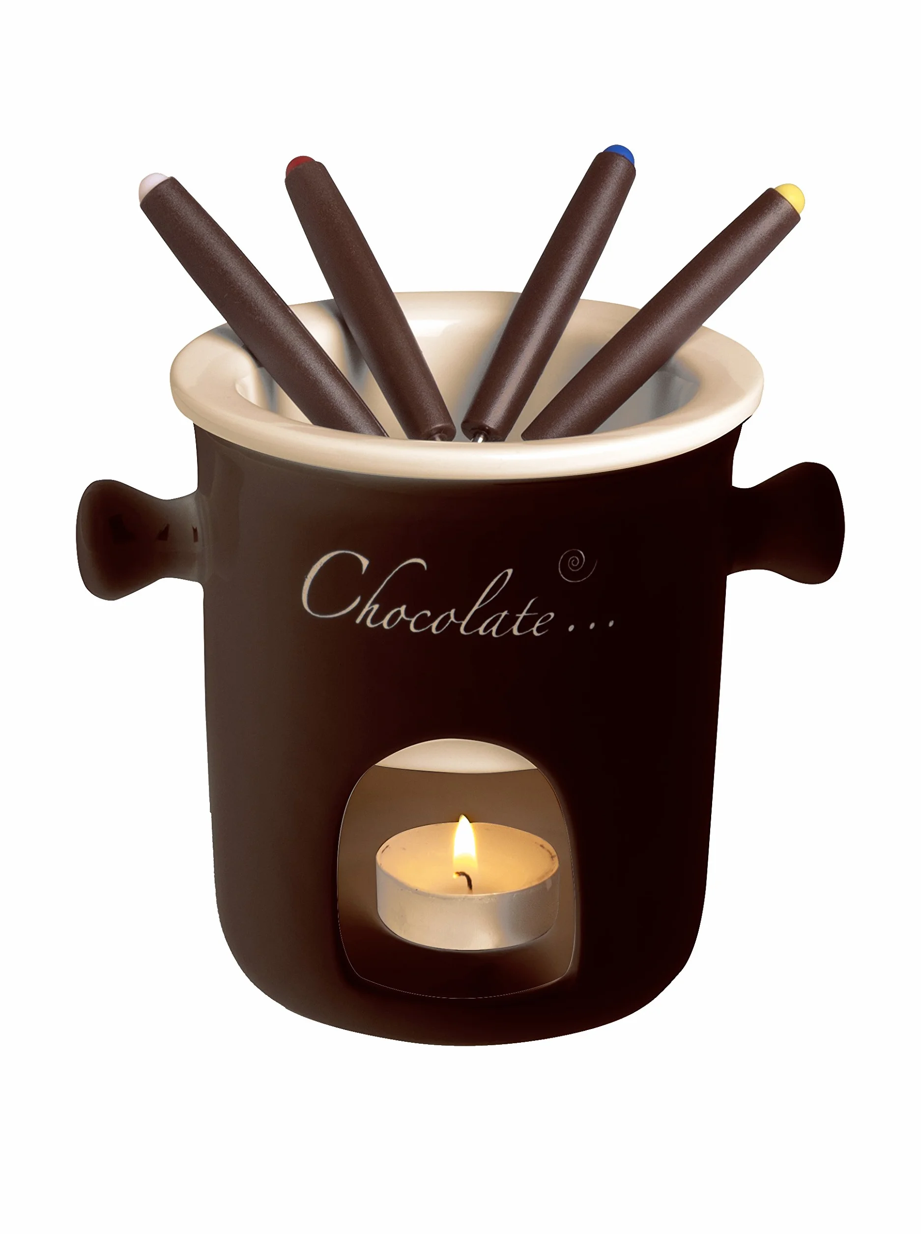 Molecuisine czekoladowe fondue 7-częściowy zestaw czekoladowy kremowy/brązowy
