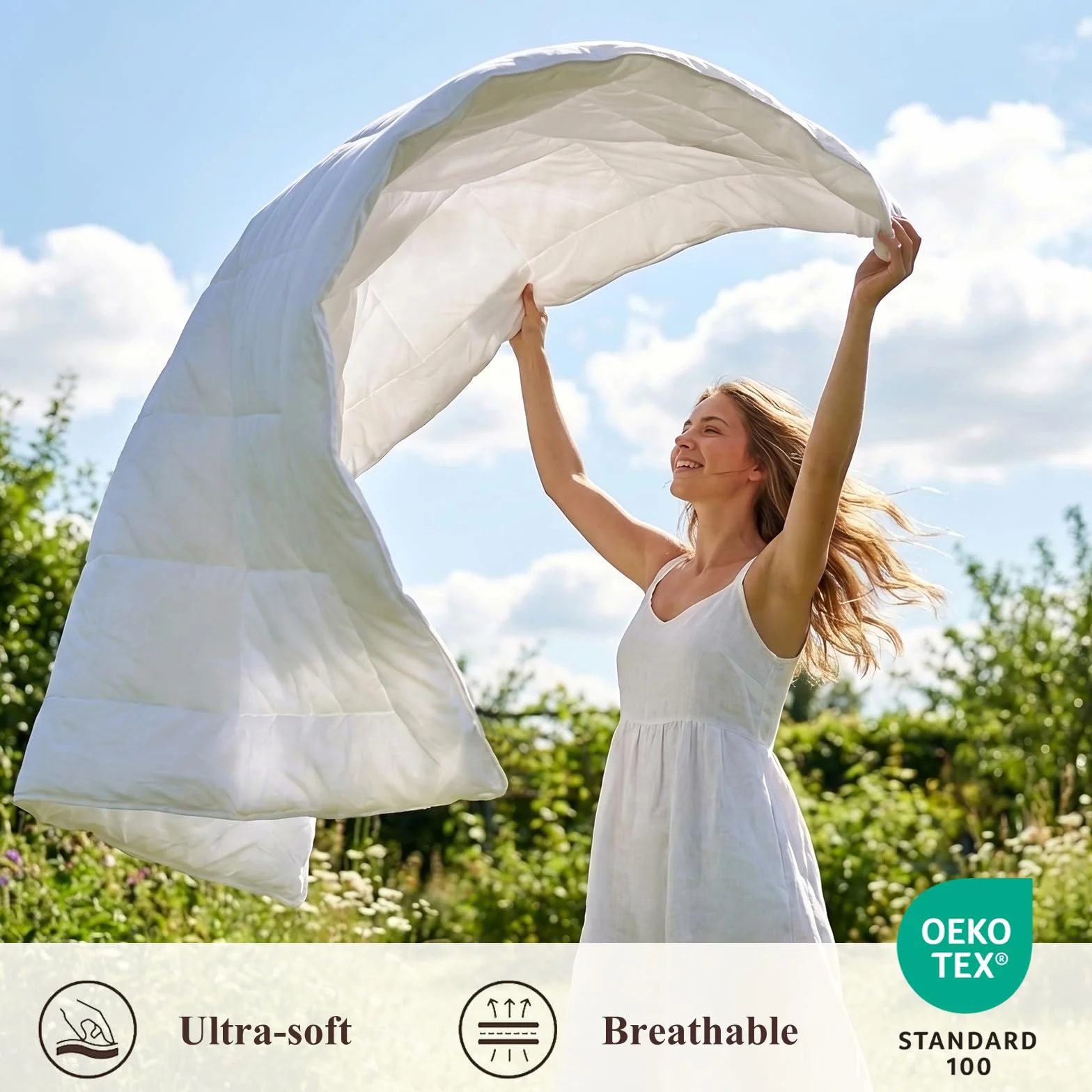 RUIKASI Letnie łóżko podwójne 220 x 240 cm - lekka kołdra 220 x 240 cm kołdra z mikrofibry Duvet 150 g/m2