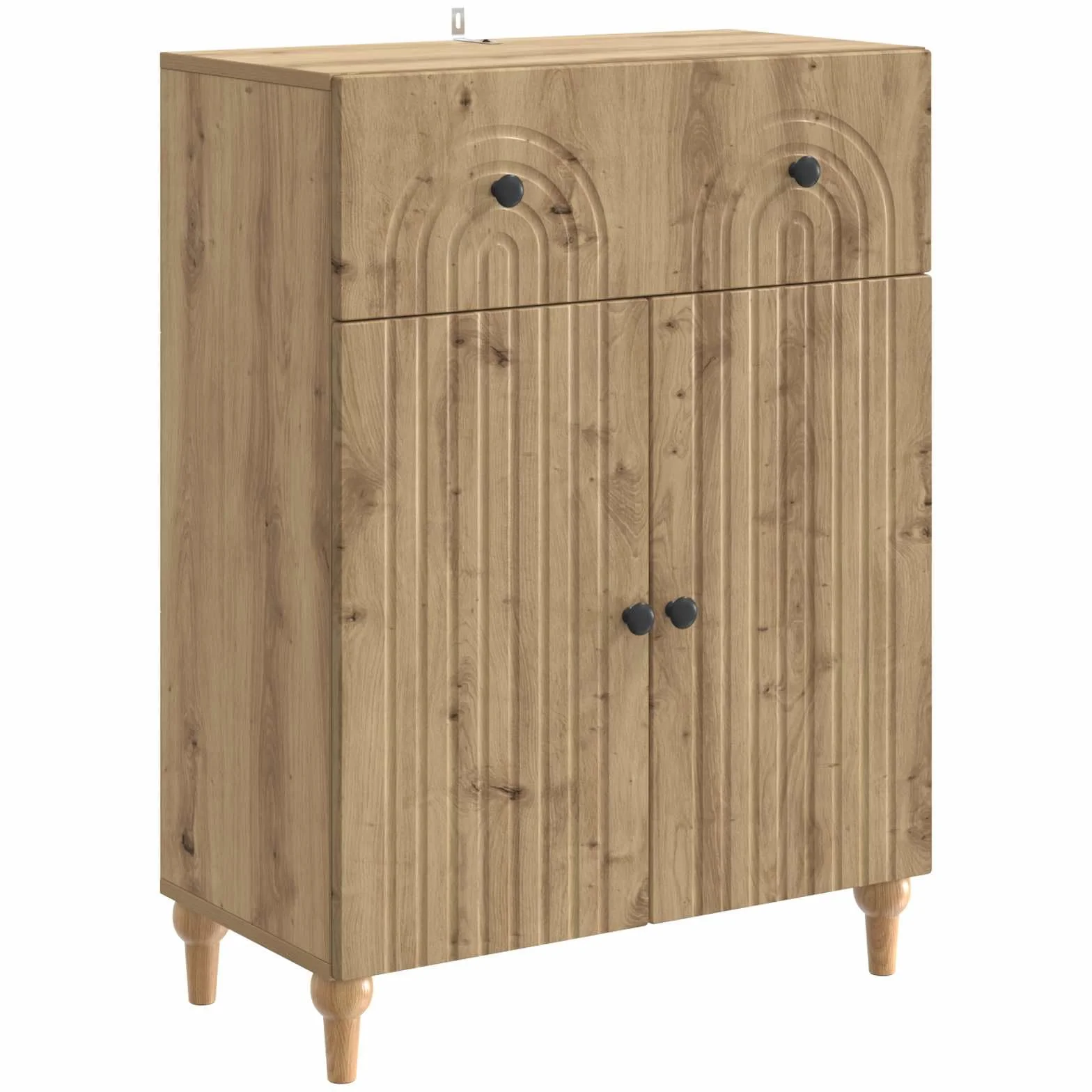 Générique Kredens drewno konstrukcyjne 66 x 34,5 x 90 cm | Solidne półki, drzwi 90°, przechowywanie kuchni lub jadalni, łatwa konserwacja