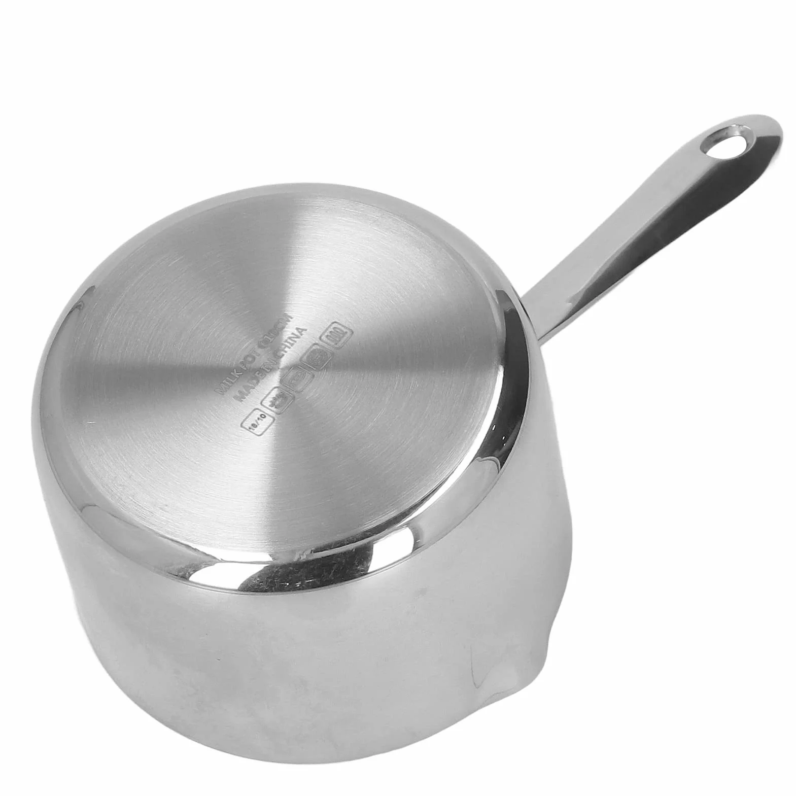 Garnek na Mleko ze Stali Nierdzewnej, Wydajny do Topienia Masła, z Dwiema Dyszami Indukcji/Gazu, 300 Ml, Odpowiedni do Podgrzewania Mleka/Sera/Czekolady, Otwór