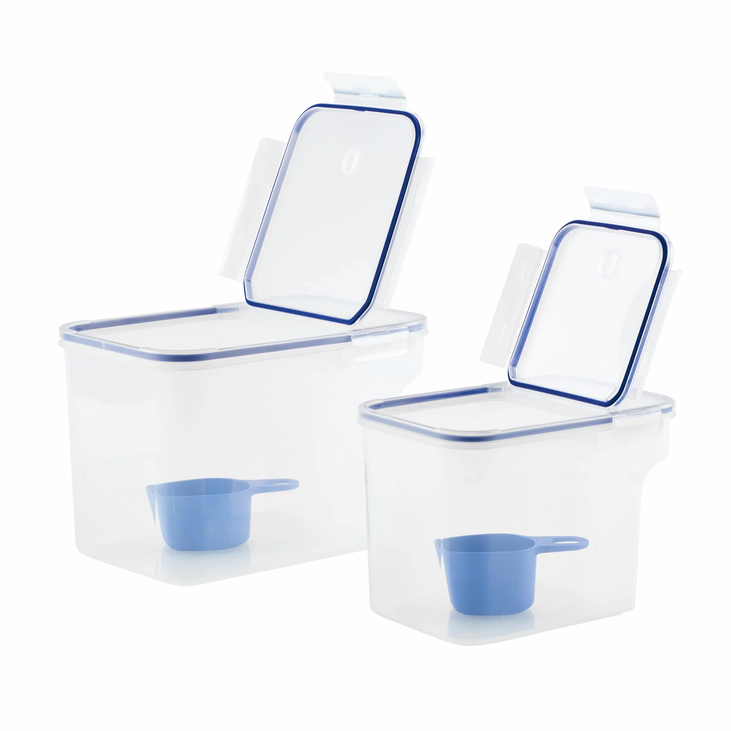 LocknLock Easy Essentials - Juego de contenedores y cubos de almacenamiento de alimentos, sin BPA, apto para lavaplatos, 4 piezas, transparente