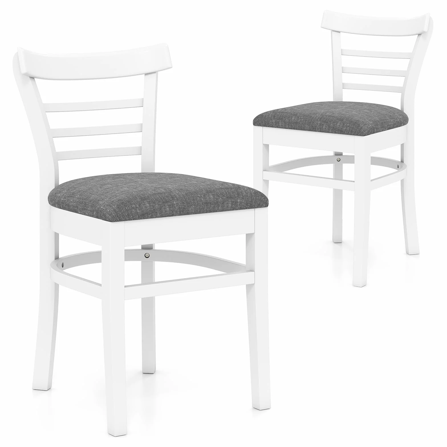 COSTWAY Krzesła do jadalni, zestaw 2 sztuk, krzesło kuchenne drewniane, krzesła do jadalni z wyściełanym siedziskiem, tapicerowane krzesła drewniane, obciążenie do 180 kg, krzesła do jadalni, kuchni