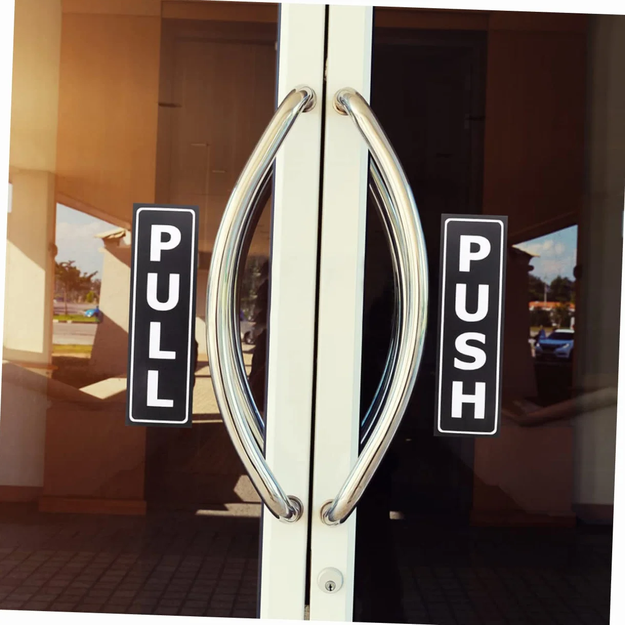 Naklejka Pull Push Drzwi Przesuwne 8 Sztuk Samoprzylepne Znaki Biuro