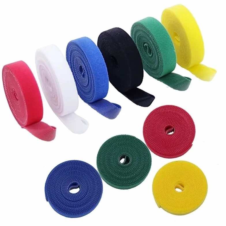 2/10M opaski kablowe wielokrotnego użytku pętla pakiet samoprzylepny zapięcie akcesoria DIY nylonowy pasek organizer klips uchwyt na przewody (żółty, 2 metry - 10 mm) (żółty 2 metry)