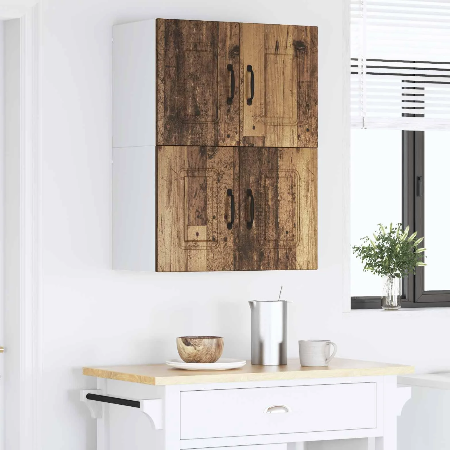 Kalmar szafka kuchenna, zestaw 2 sztuk, wygląd starego drewna, 60 x 31 x 40 cm, nowoczesna szafka do przechowywania, uniwersalna szafka bufetowa