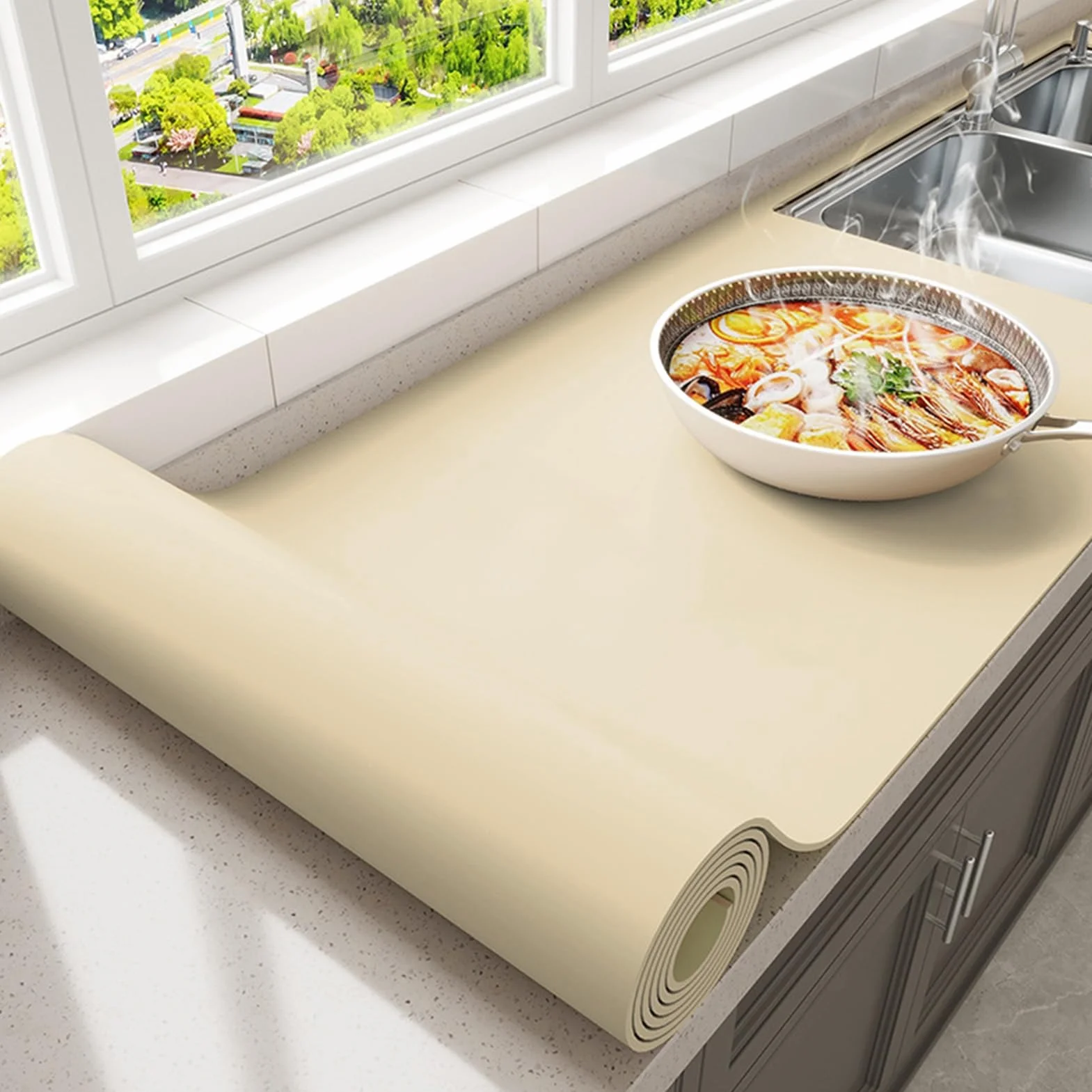 Odporna na wysokie temperatury silikonowa mata kuchenna, antypoślizgowa podkładka pod blat roboczy, 50 x 120 cm, idealna do gotowania i pieczenia, łatwa do czyszczenia