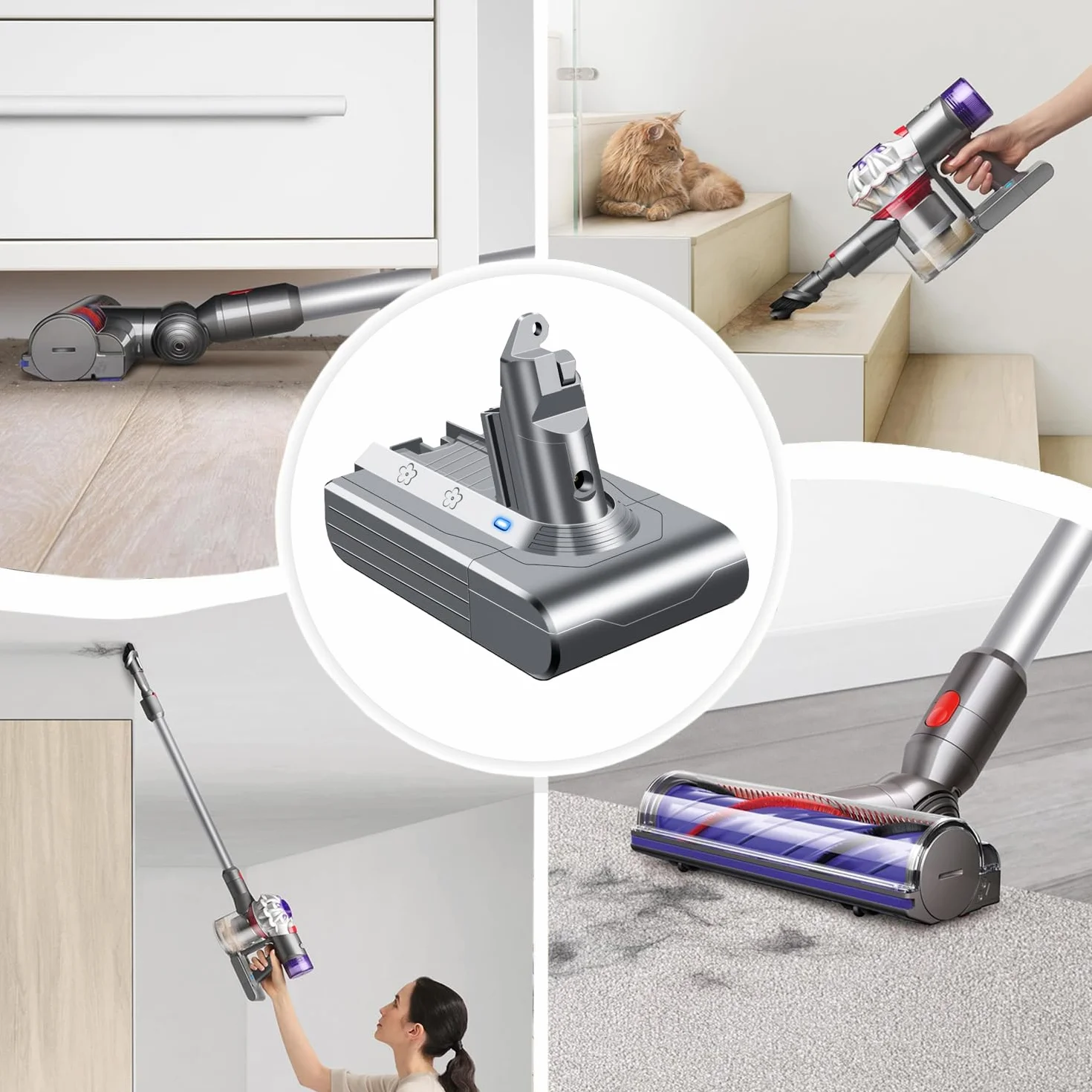 Akumulator zamienny do Dyson V6 kompatybilny z V6 Fluffy Animal Absolute Motorhead Trigger SV03 SV04 SV05 SV06 SV07 SV09 DC58 DC59 DC61 DC62 DC72 DC74 HH08