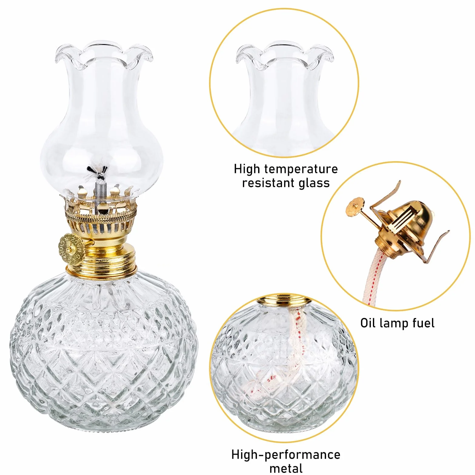 SUNOYA Wewnętrzna lampa naftowa szklana Retro Nostalgia Regulowana jasność Wiatroszczelna Dekoracyjna lampa olejowa