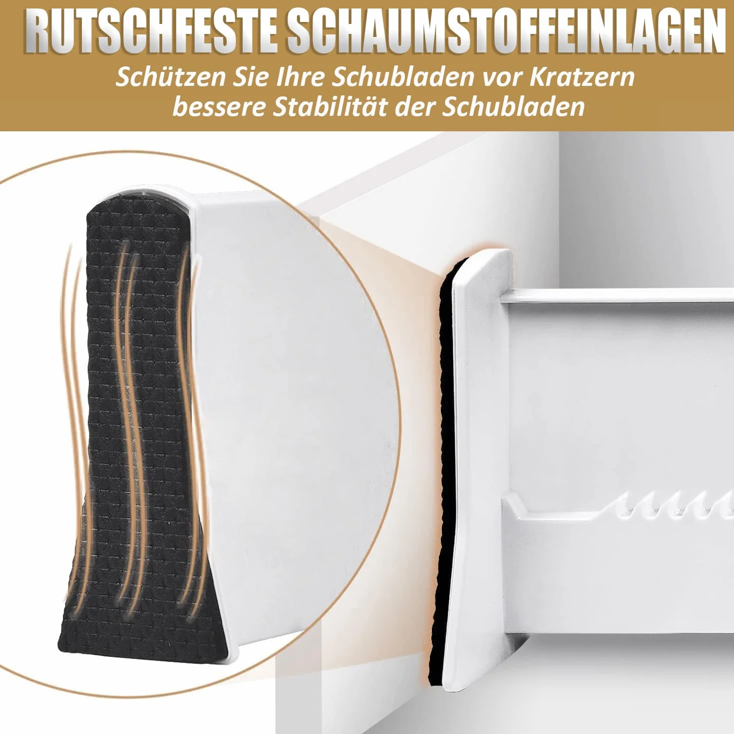 SENENQU Zestaw 4 separatorów szuflad kuchennych, regulowane, 33,2-55 cm, plastikowy rozdzielacz szuflad, wysokość - 12,7 cm, organizer do szuflad do kuchni, komody, łazienki, sypialni (biały)