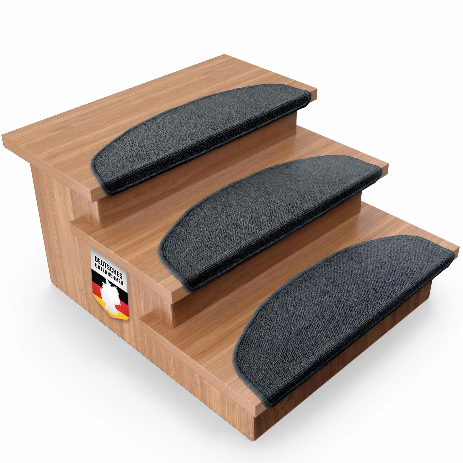Floordirekt 1 x mata na schody wewnątrz, dywan na schody wewnątrz, dywan na stopnie schodowe, dywan na schody (londyn, antracyt, 65 x 23 cm, półokrągłe)