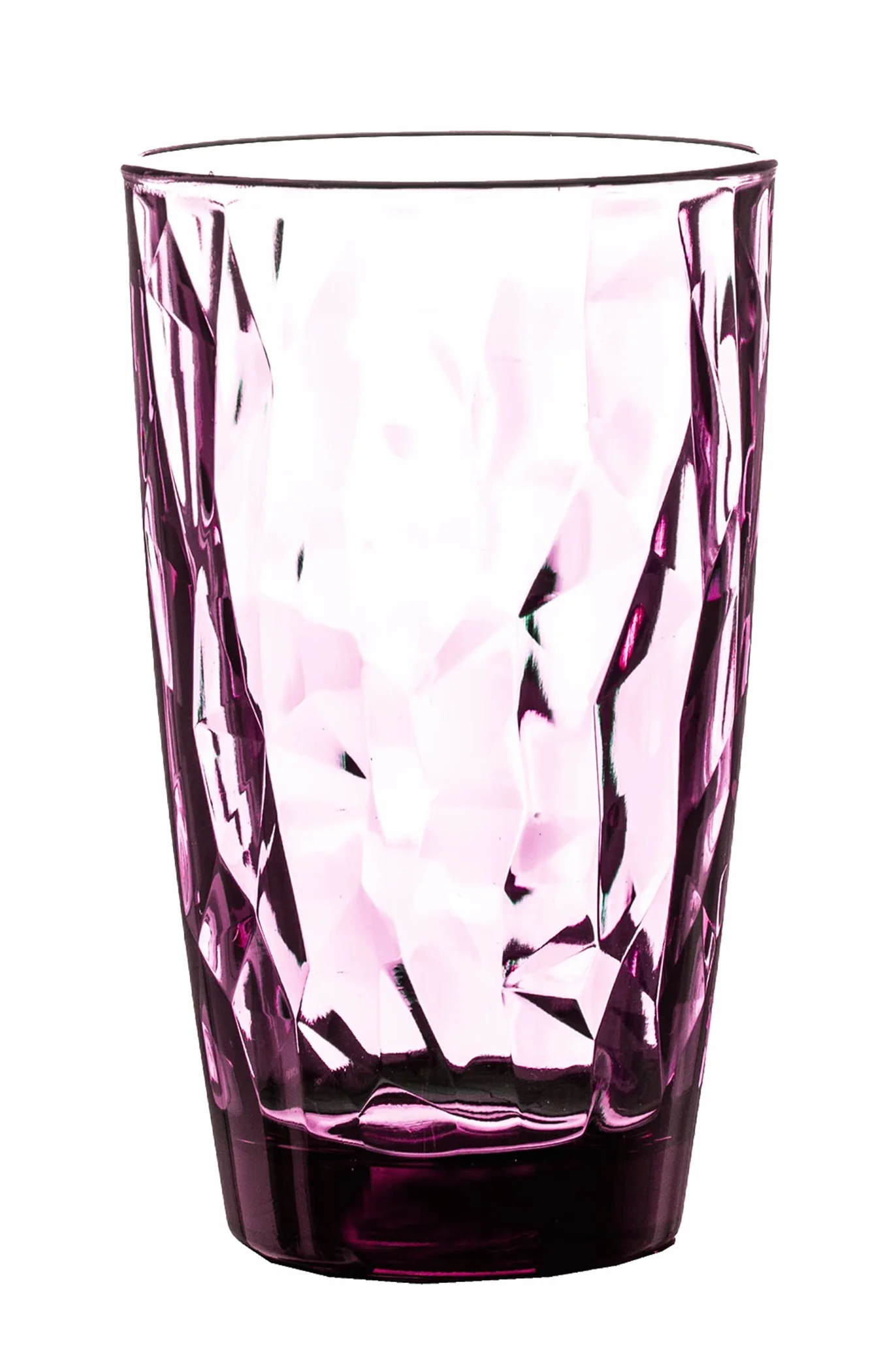 Bormioli Rocco Zestaw 6 Diamentowych Szklanek do Wody, 470 ml, Przezroczyste, Niebieskie, Fioletowe (2 na Kolor), Nadaje się do Mycia w Zmywarce, Duże Szklanki na Sok