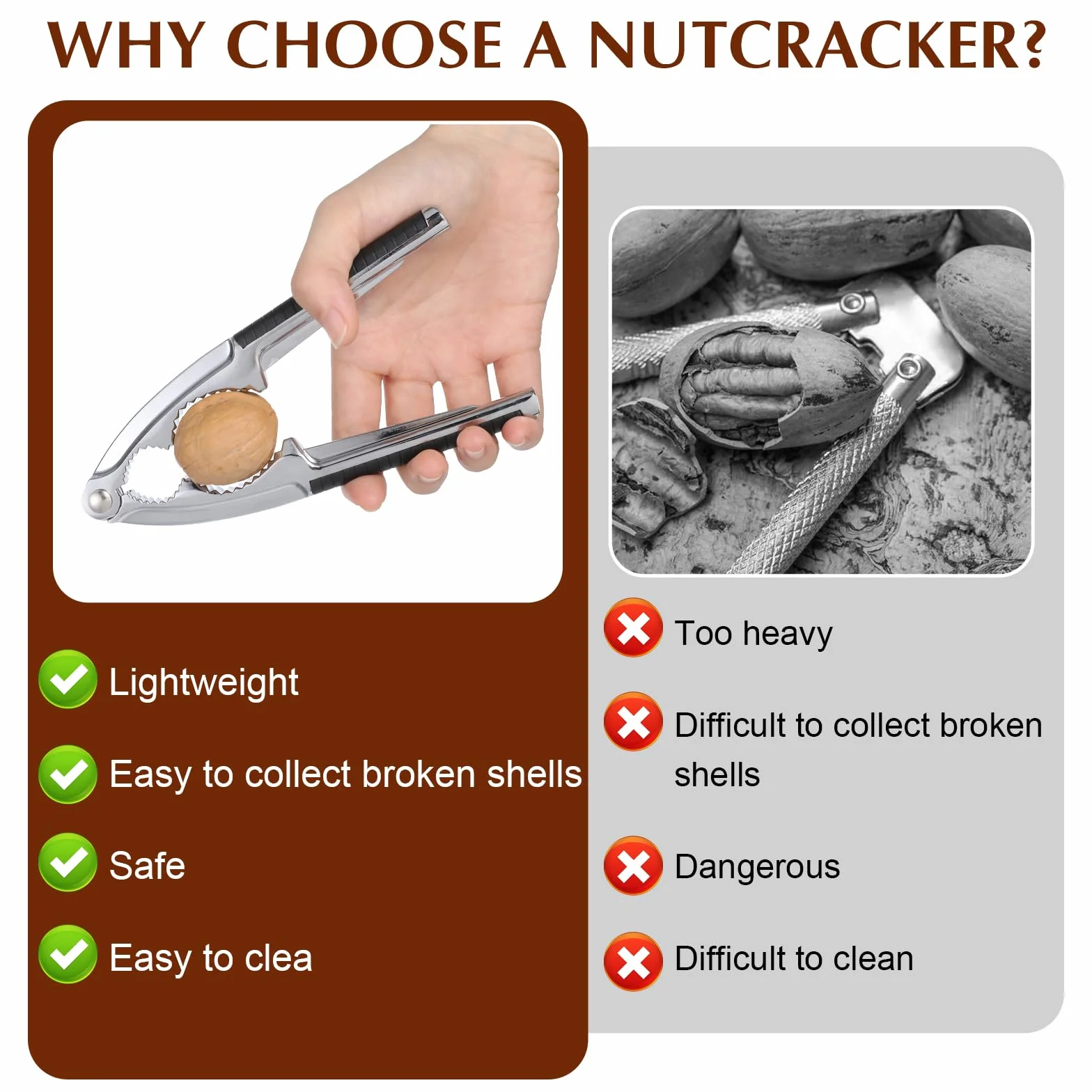 Tyqour Łuskacz do orzechów włoskich Nutcracker metalowy łuskacz do orzechów włoskich z antypoślizgowym uchwytem łuskacz do orzechów łuskacz do orzechów laskowych łuskacz do orzechów włoskich do
