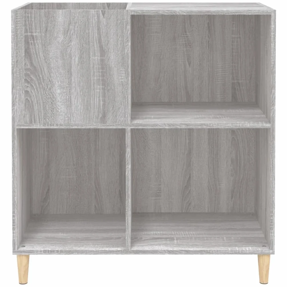 Sonoma szafka panelowa, szara, 84,5 x 38 x 89 cm, materiał drewnopochodny, winylowa szafka do przechowywania z drewnianymi nogami, na płyty gramofonowe, media, biuro, salon