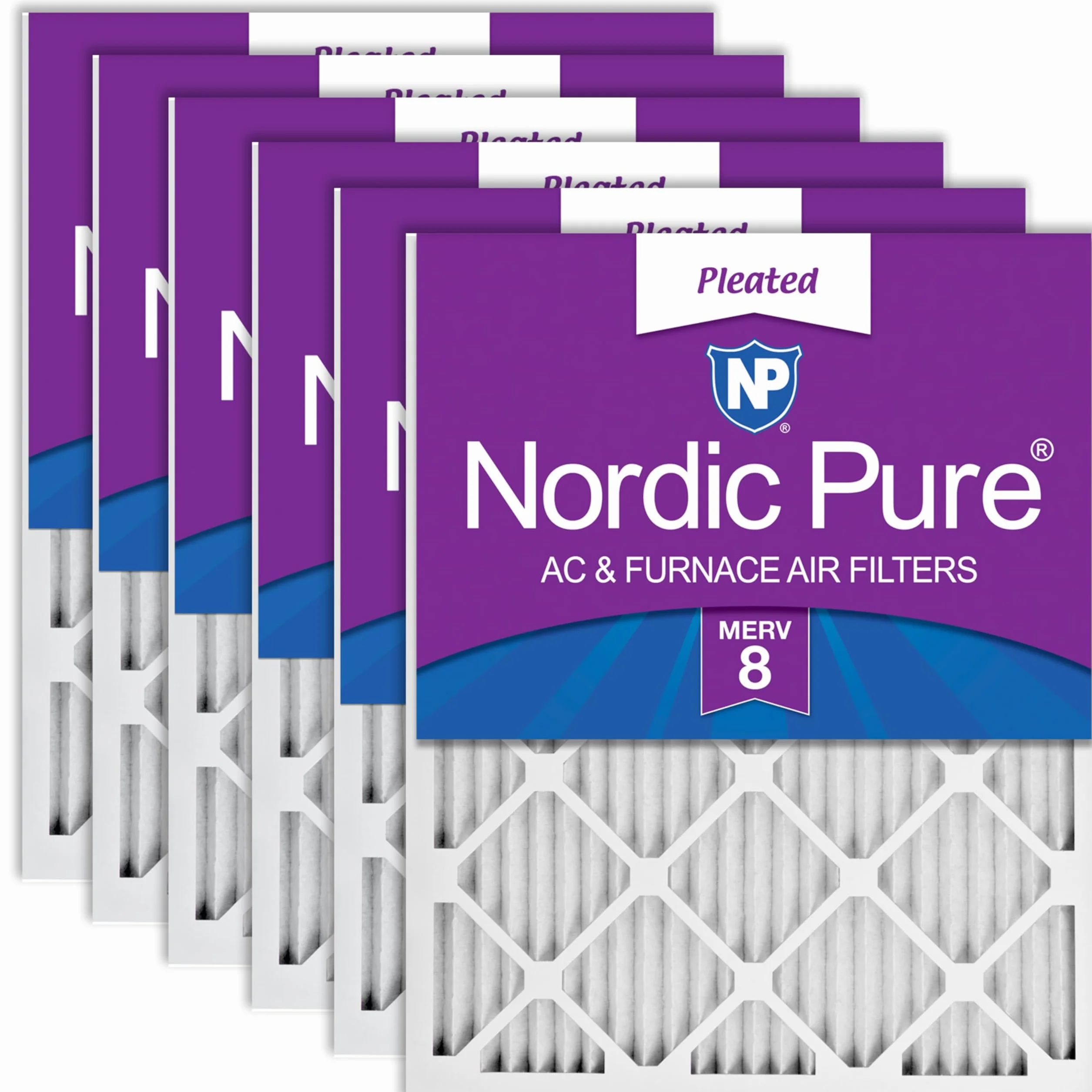 Nordic Pure 20 x 20 x 1 MERV 8 plisowane filtry powietrza do pieca AC 6 sztuk, 20 x 20 x 1 M8-6