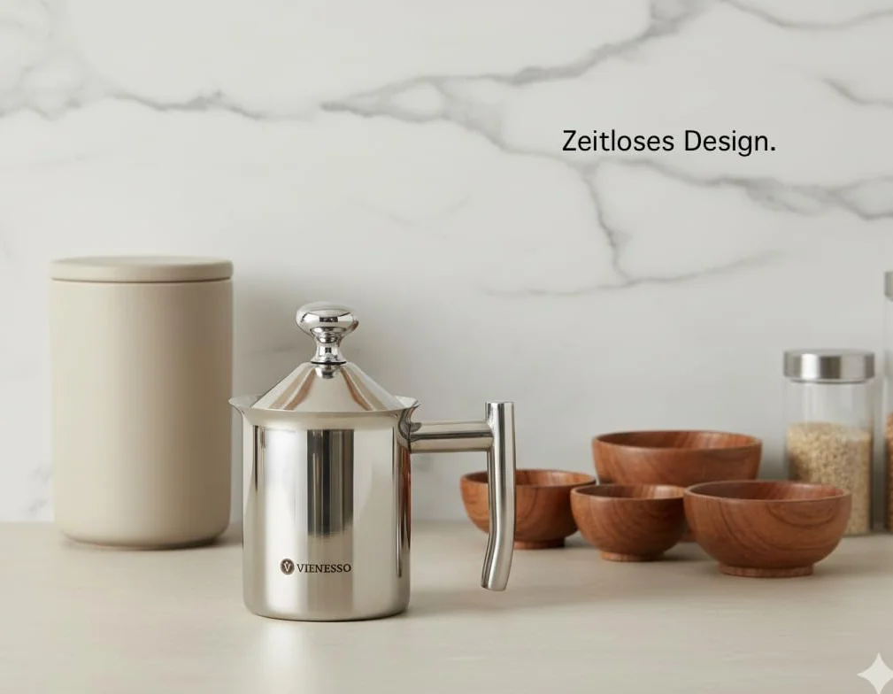 Ręczny spieniacz do mleka ze stali nierdzewnej I ręczny spieniacz do mleka z podwójnym sitkiem z siatki do kremowej pianki mlecznej I 400 ml Milk Frother do cappuccino i latte – nadaje się do