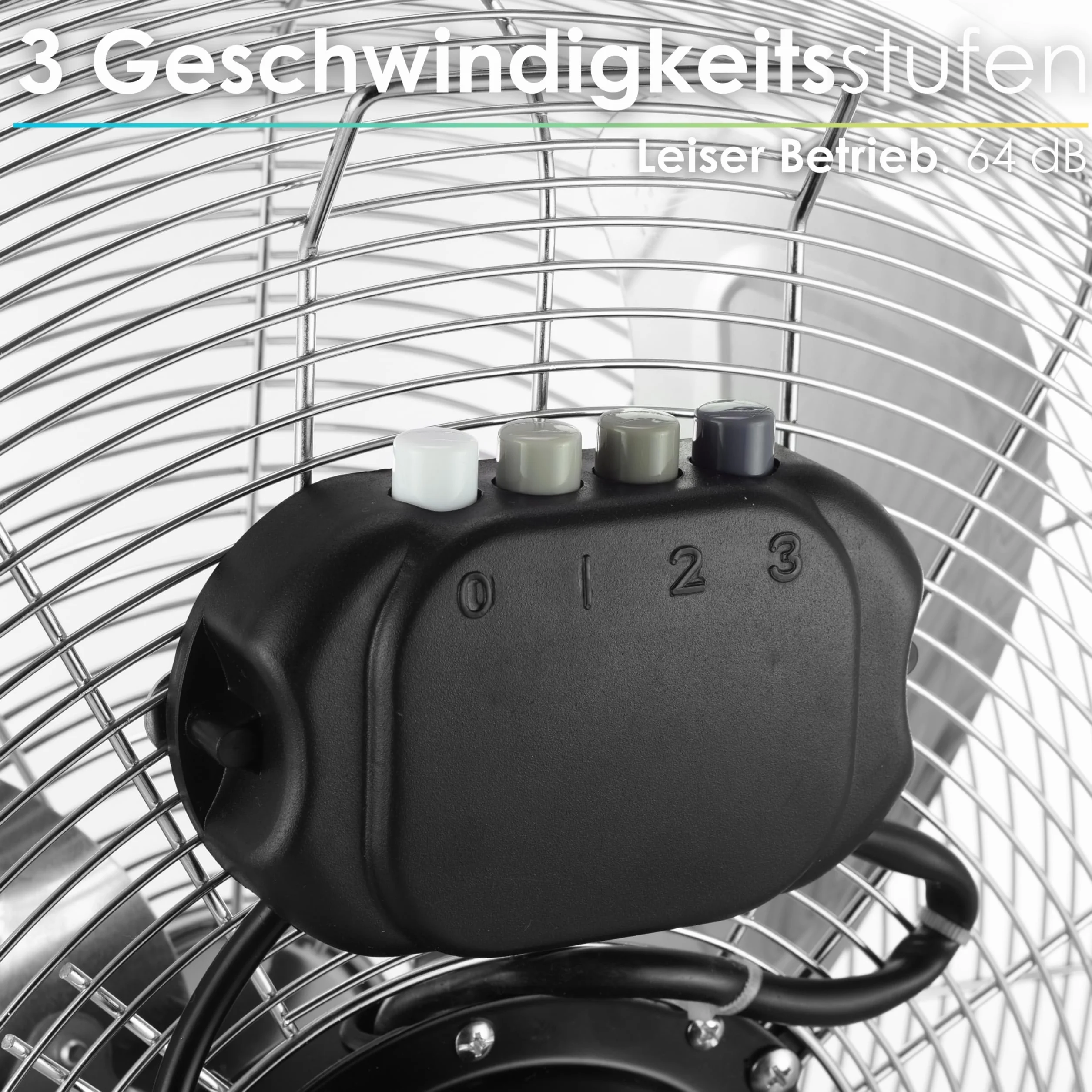 Echos Wentylator Podłogowy, Ø 46 cm, 102 m³/min, 1250 obr./min, 3 Prędkości, Wentylator Stojący, Metalowy