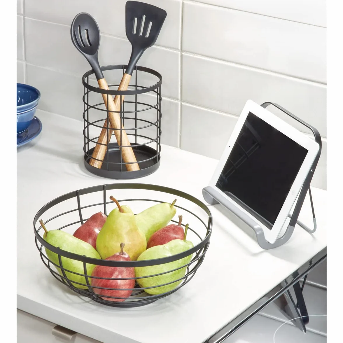 Idesign Austin Uchwyt na Przybory Kuchenne, Czarny, Ø 15.2 cm