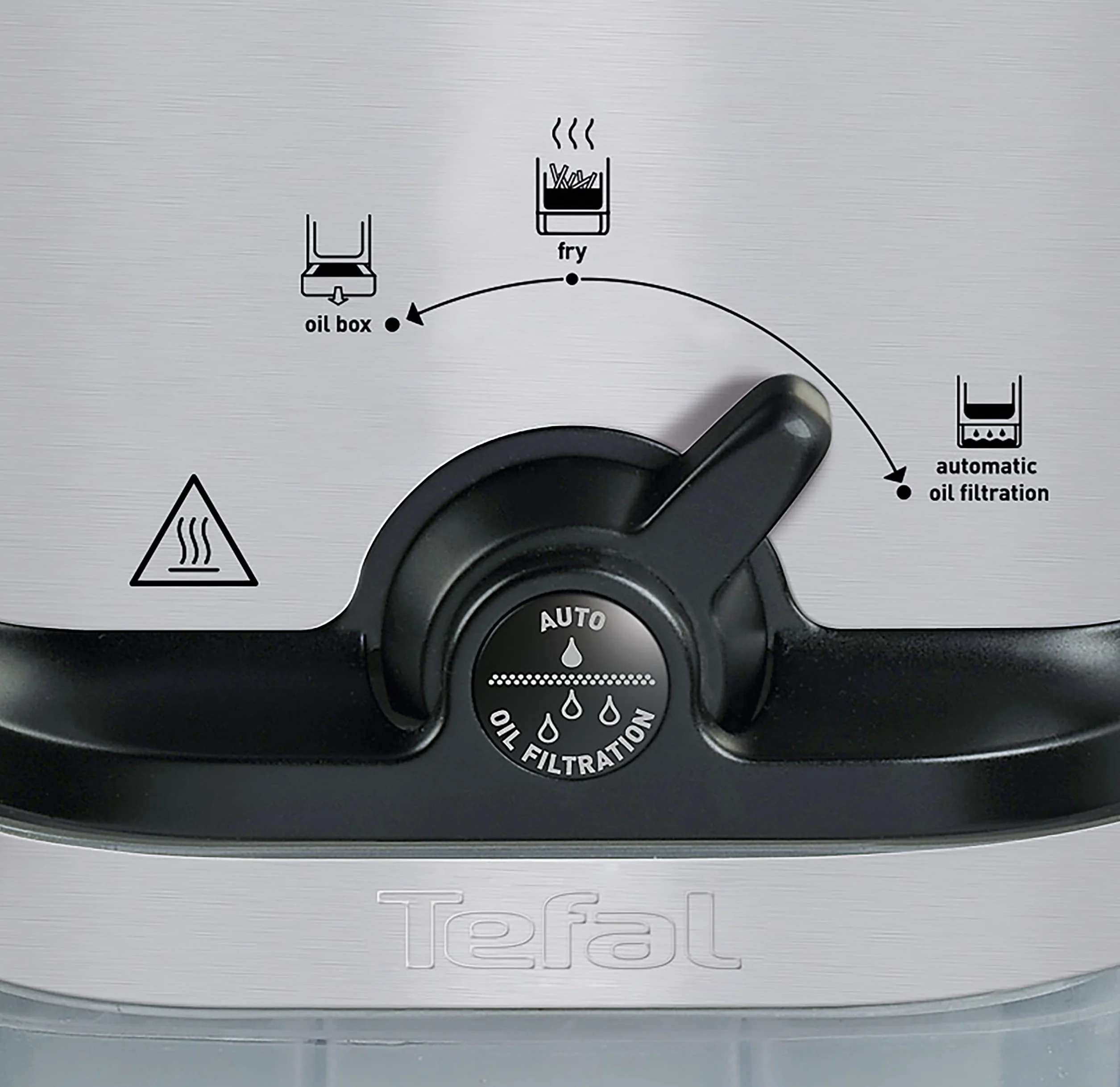 Tefal FR7016 Oleoclean Compact elektryczna frytkownica, pojemność 2 l, automatyczna filtracja oleju, części nadające się do mycia w zmywarce, okienko, regulowana temperatura, czarna/stal nierdzewna