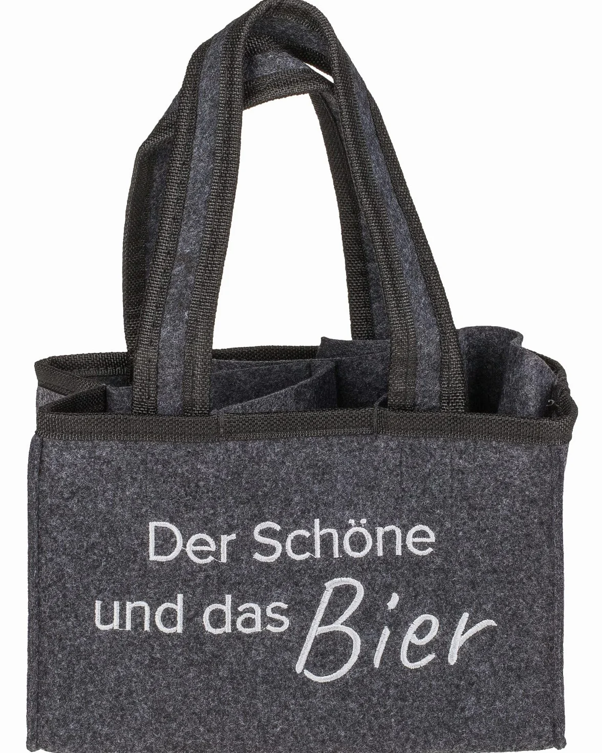 Out of the blue Torba na butelki na piwo, na 6 butelek z napisem "Der Schöne und das Bier", 71/2652, szara, szary, Torba na butelki