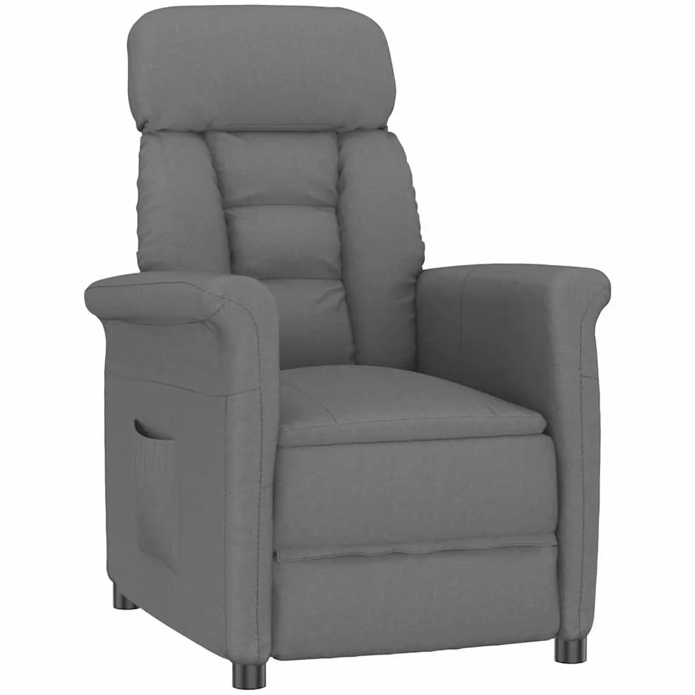 Fotel ciemnoszary, 96,5 x 70,5 x 95 cm, z mikrofibry, odchylany, ergonomiczny, do salonu, sypialni, fotel do czytania, wygodne siedzisko