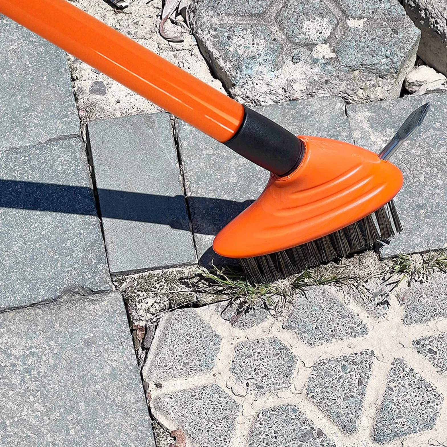 banapoy Zestaw Miotły Drucianej, Szczotka Szorowania Tarasów na Zewnątrz z podwójną główką Szczotki, Sztywna Metalowa Szczotka do Usuwania Chwastów do Chwastów Betonowego