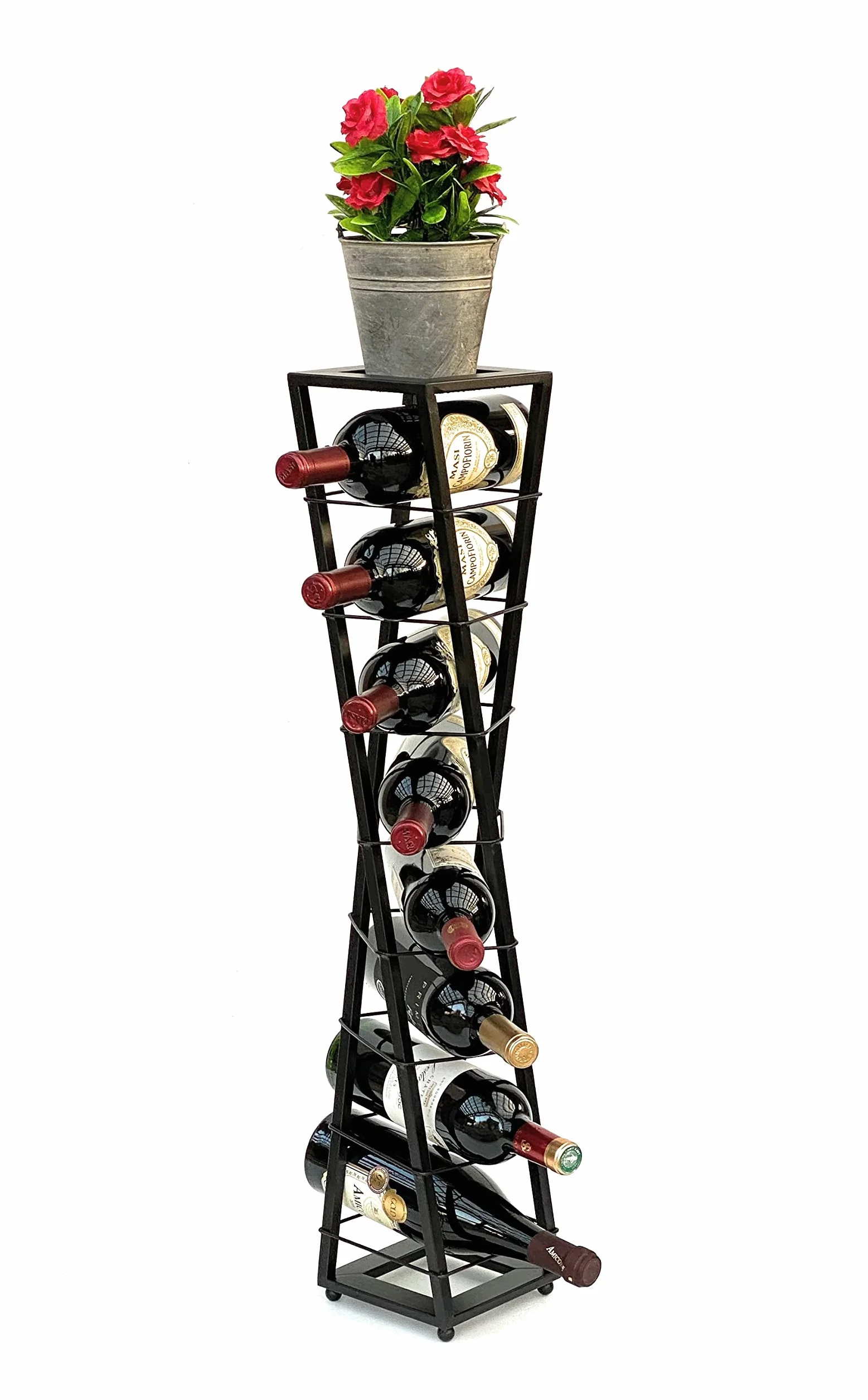 DanDiBo Esperanza Design stojak na wino, metalowy, czarny stojak na kwiaty, 80 cm, stojak na butelki, stojak na butelki, czarny stojak na kwiaty