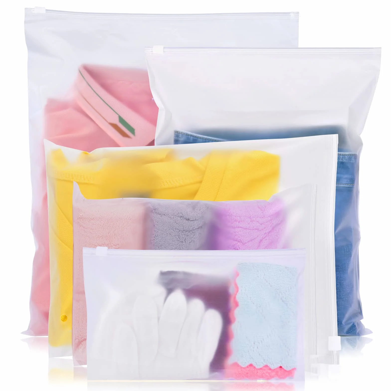 OSDUE 15 Stücke Zip-Beutel Reisetasche, Kleidung Tüten Wasserdichte, Multifunktions Gefrostetem Aufbewahrungsbeutel für Kleidung Schuhe Unterwäsche Kosmetik
